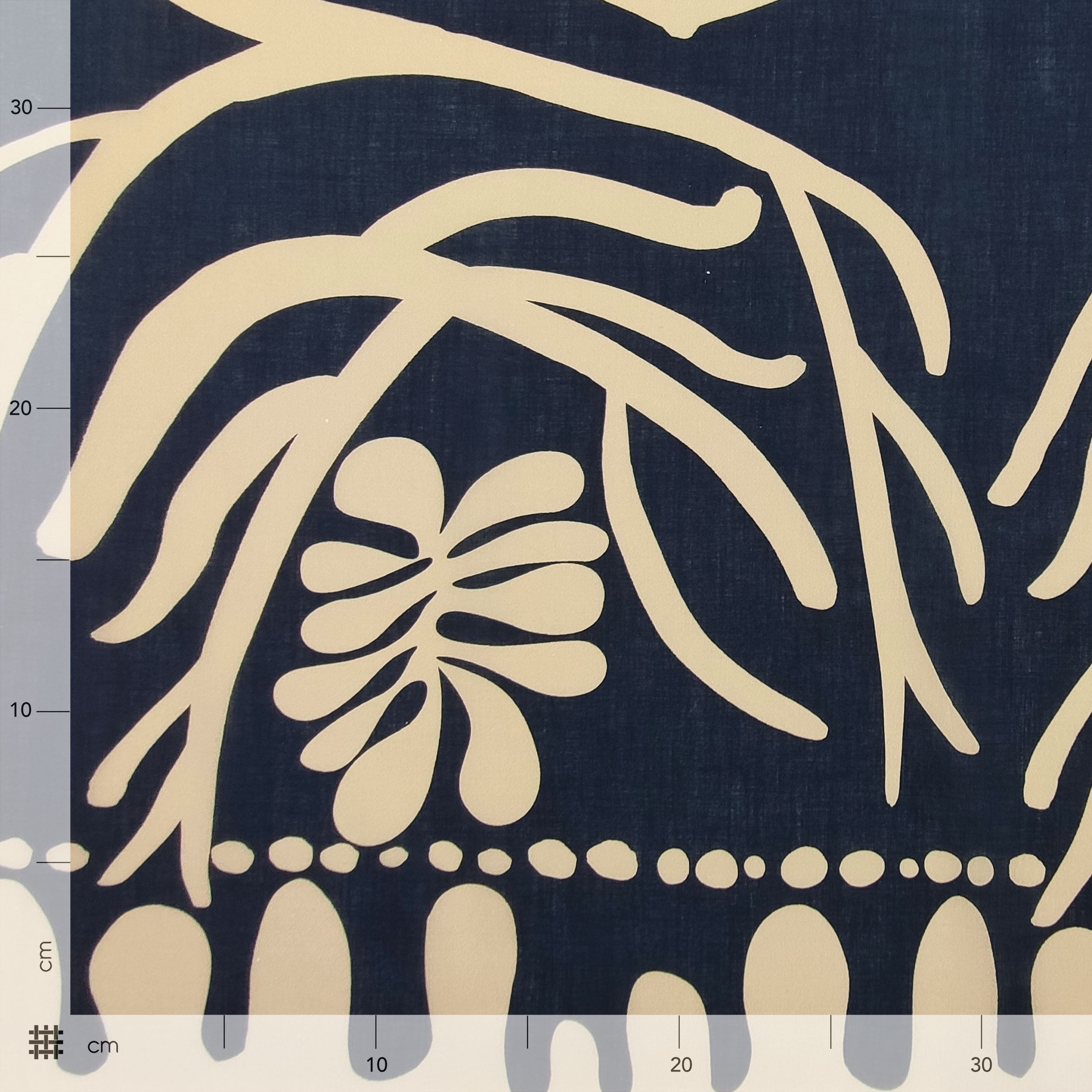 Pannello in Cotone Blu con Coralli Beige 80x145 cm