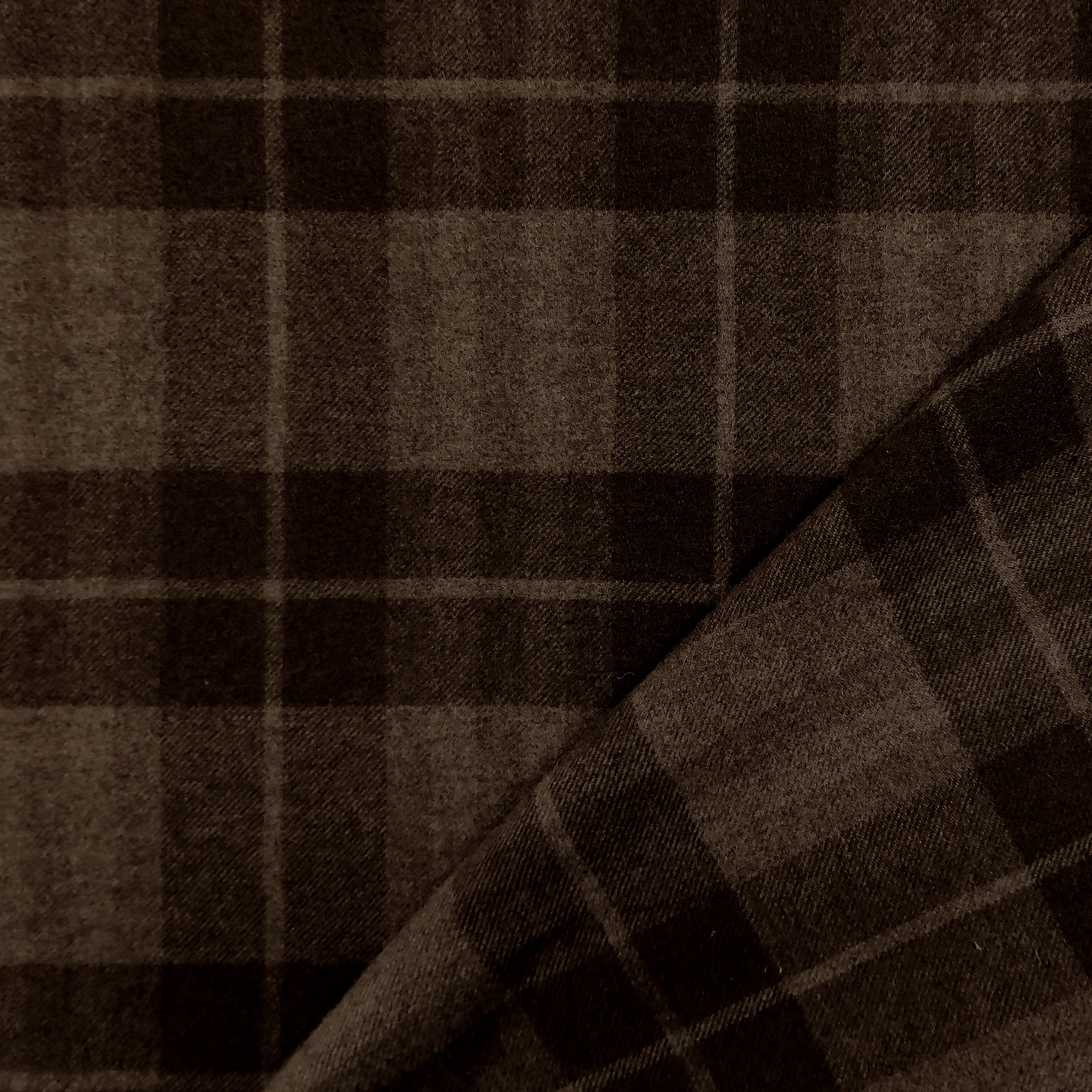 Cappotto Misto Lana Tartan Marrone Beige