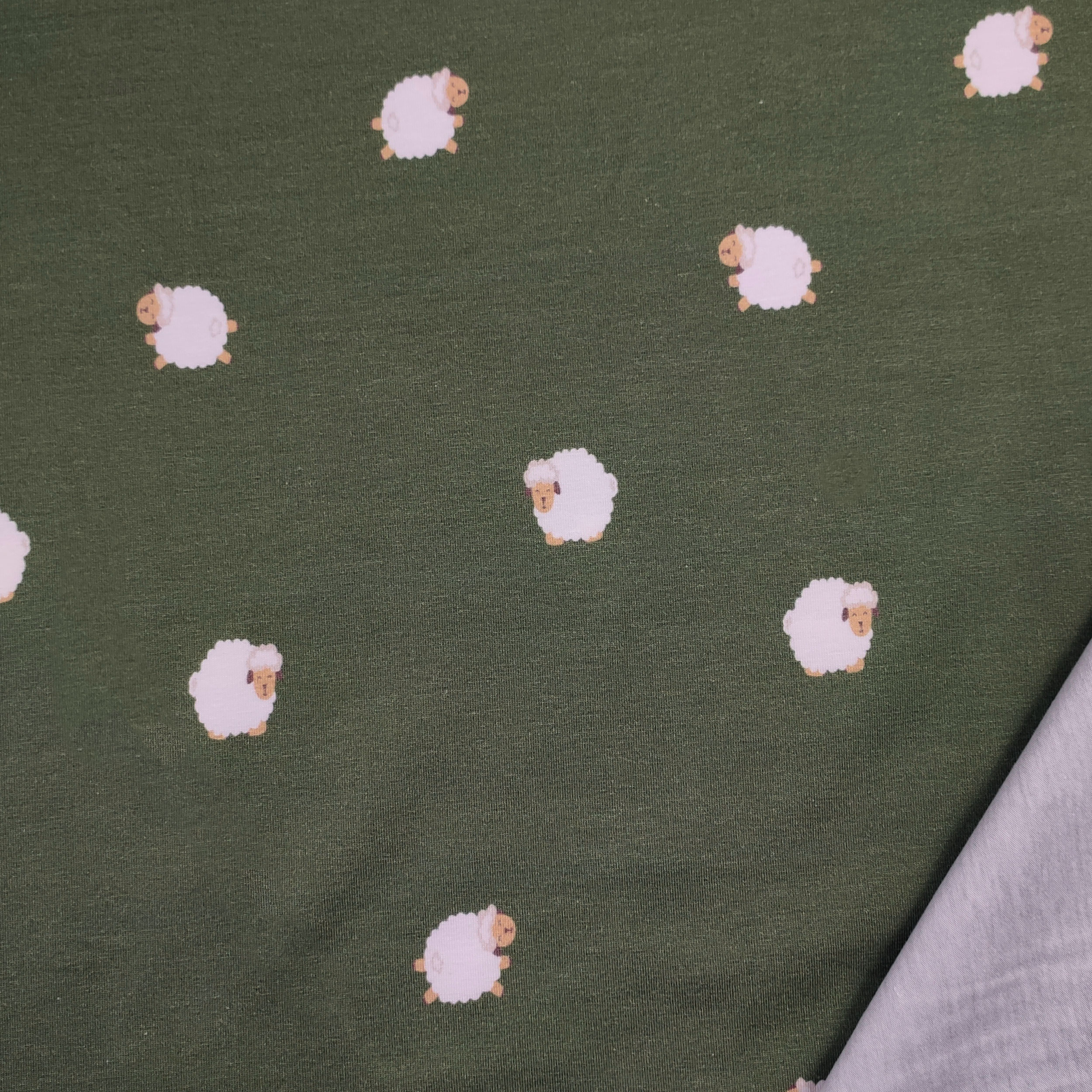 Jersey Cotone Fantasia Pecorelle Sfondo Militare
