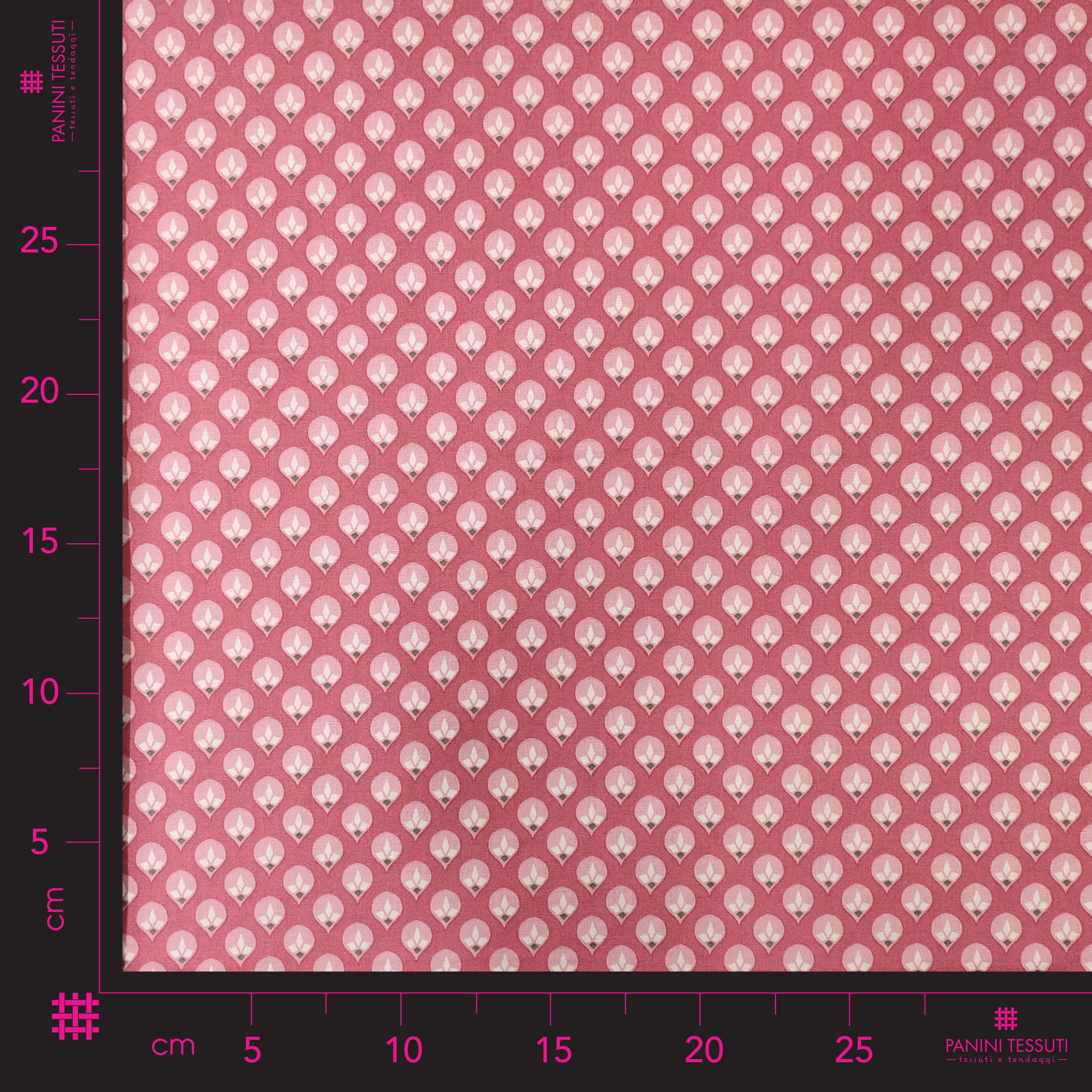 Tessuto fantasia gocce di rugiada rosa