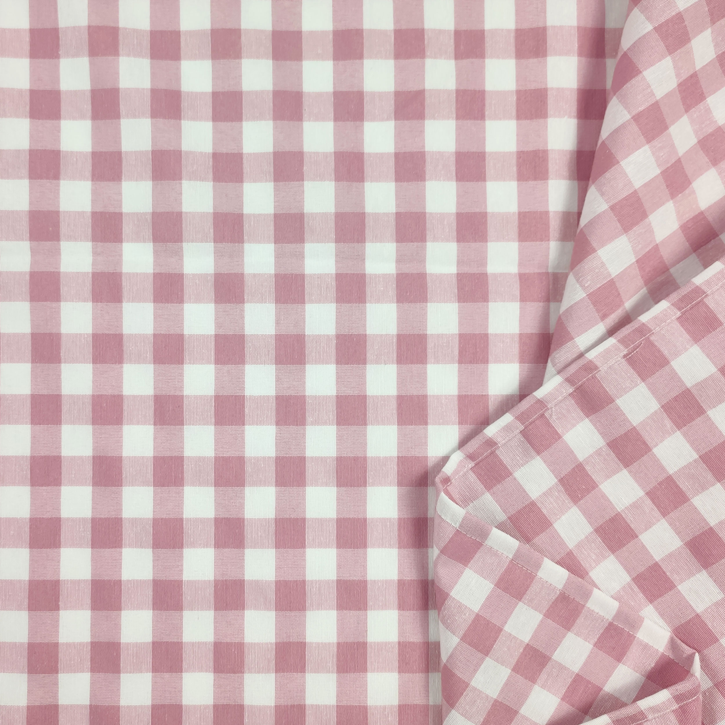 Tovaglia Confezionata Tinto In Filo Quadretti Rosa Image