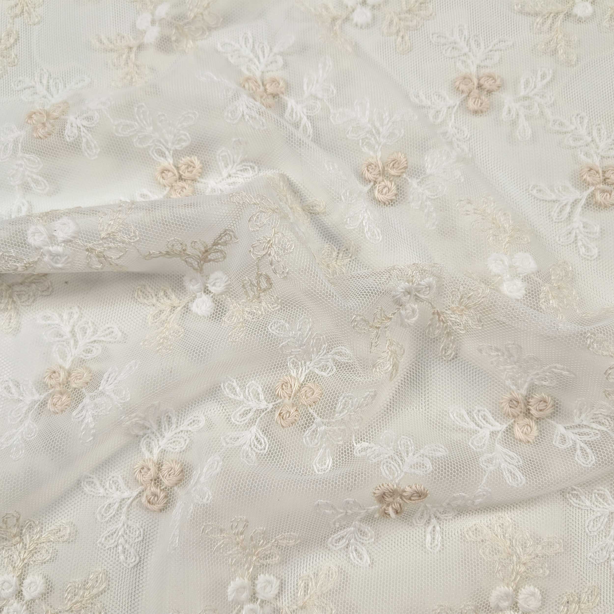 Tessuto Tendino Pizzo Floreale Beige Image