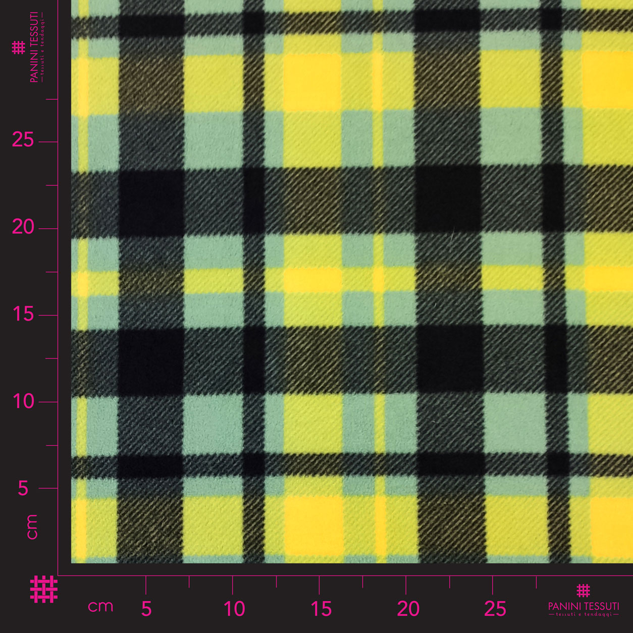 Stoffa Pile Tartan Verde e Giallo