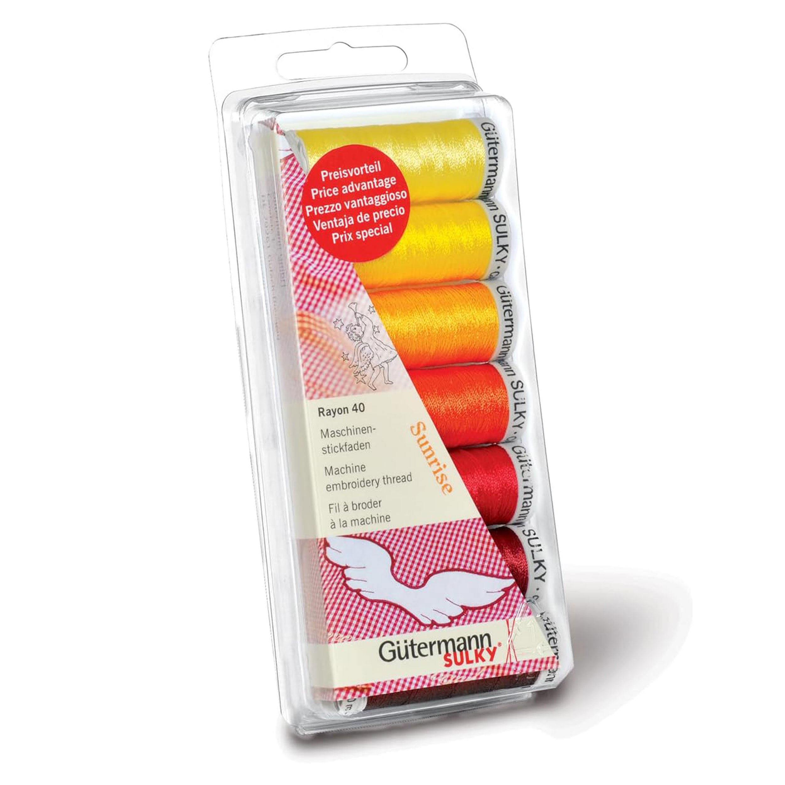 Gutermann Set 7 Bobine Toni Caldi Filo da Ricamo a Macchina Rayon 40 200 m Image