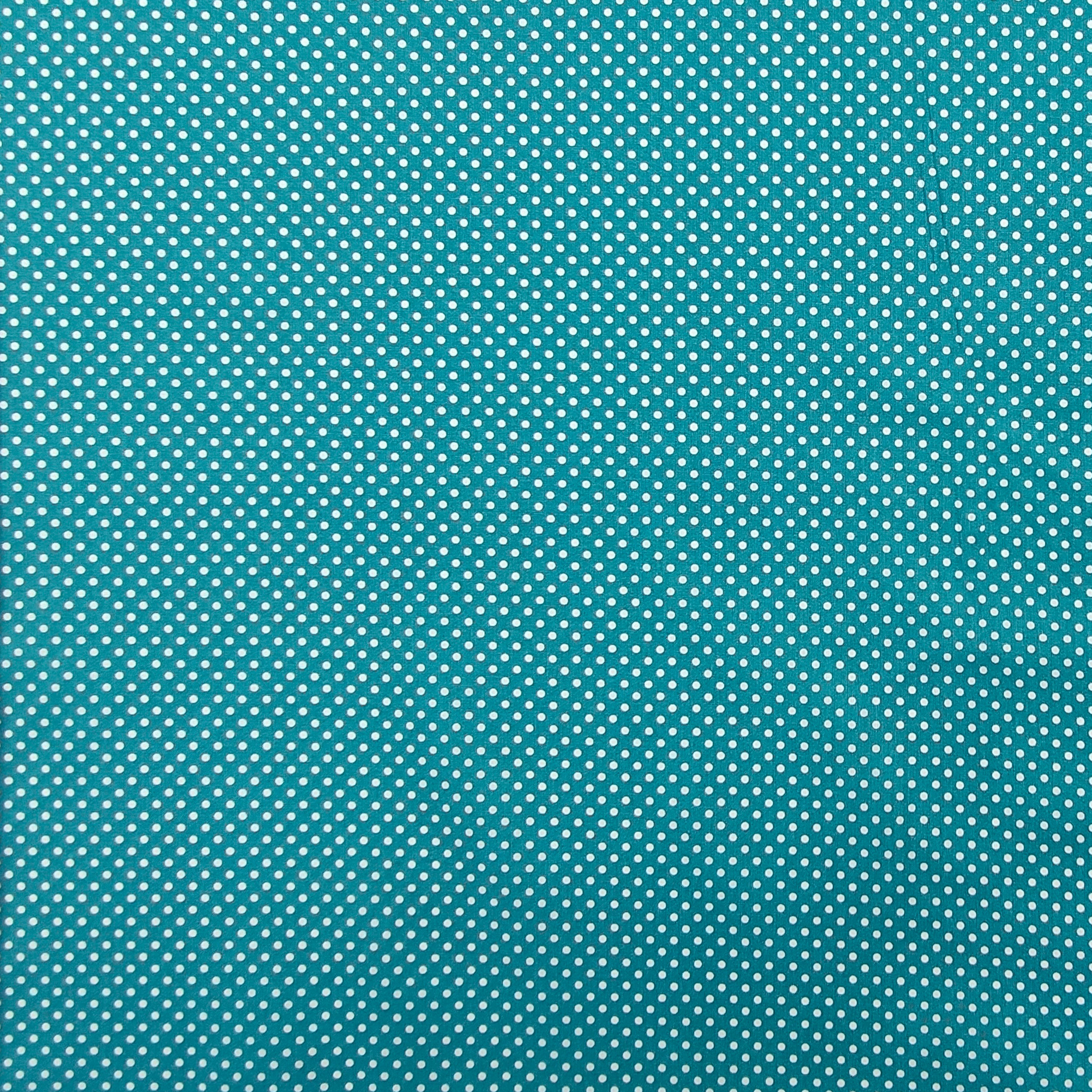 Tessuto Cotone Turchese Pois Bianchi