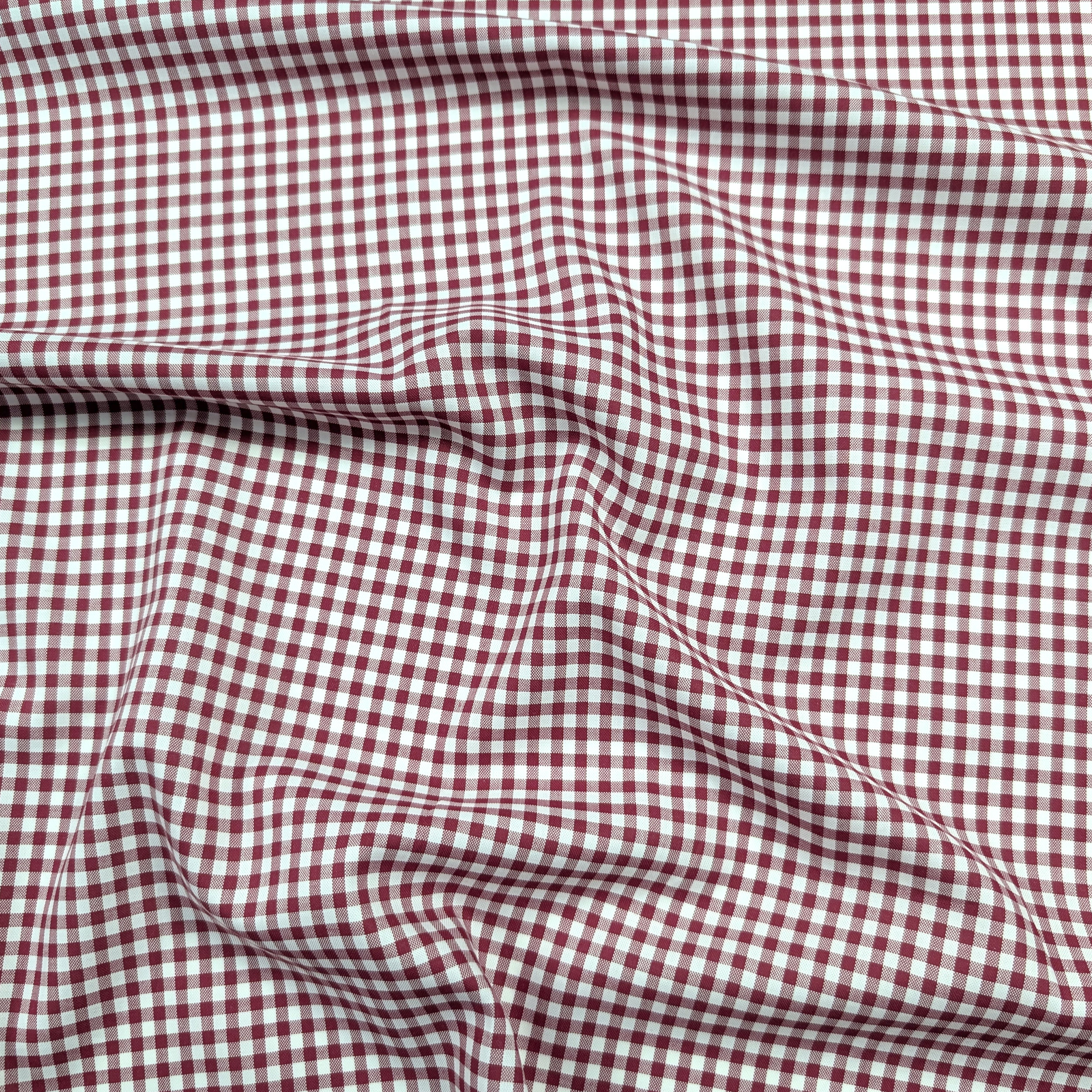 Cotone per Camiceria Quadrettino Bordeaux Image
