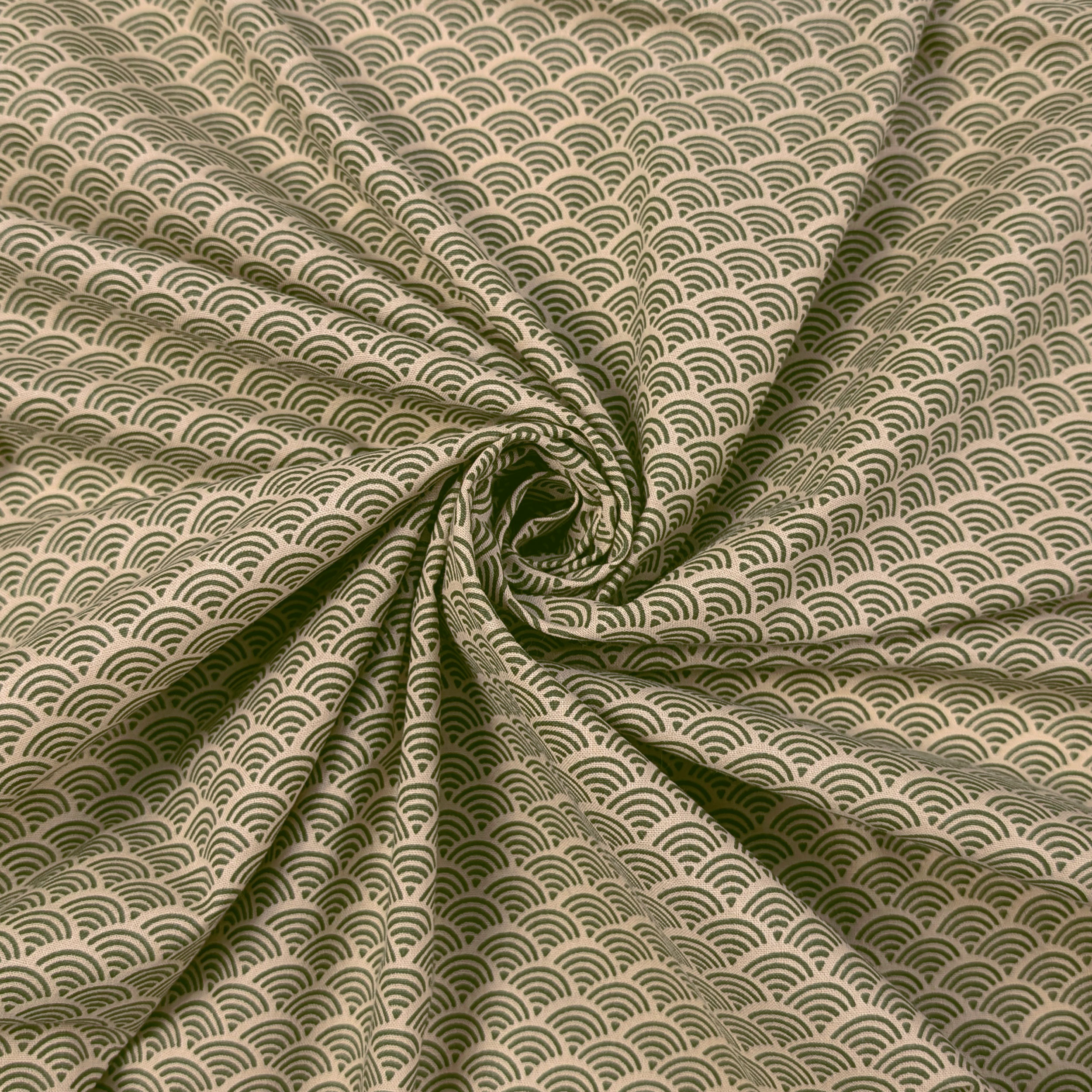 Popeline Cotone Ventagli Oliva Image