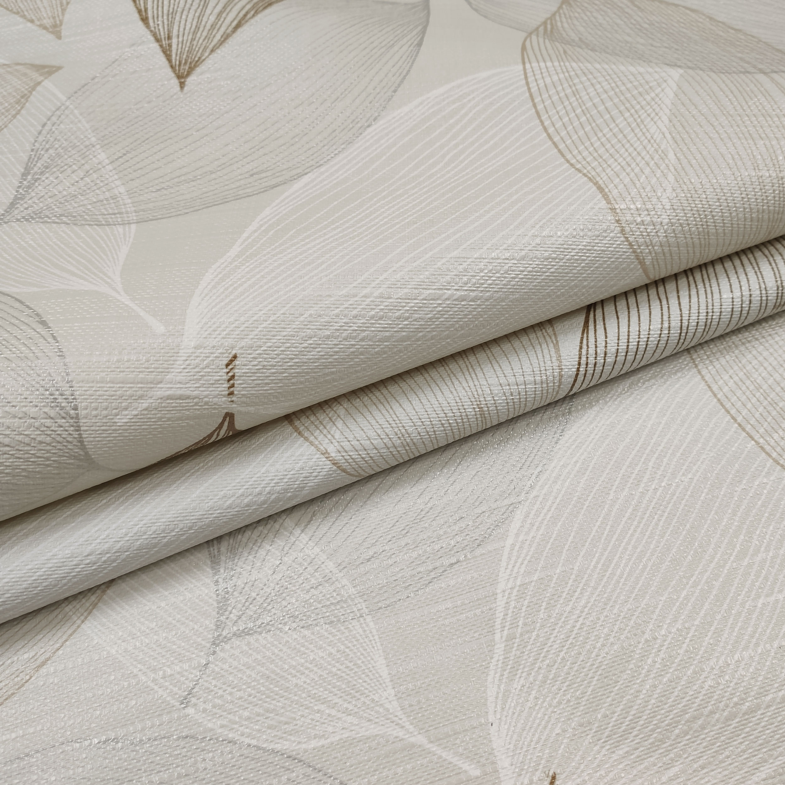Tessuto per Tovaglia Plastificata Foglie Toni del Beige Image