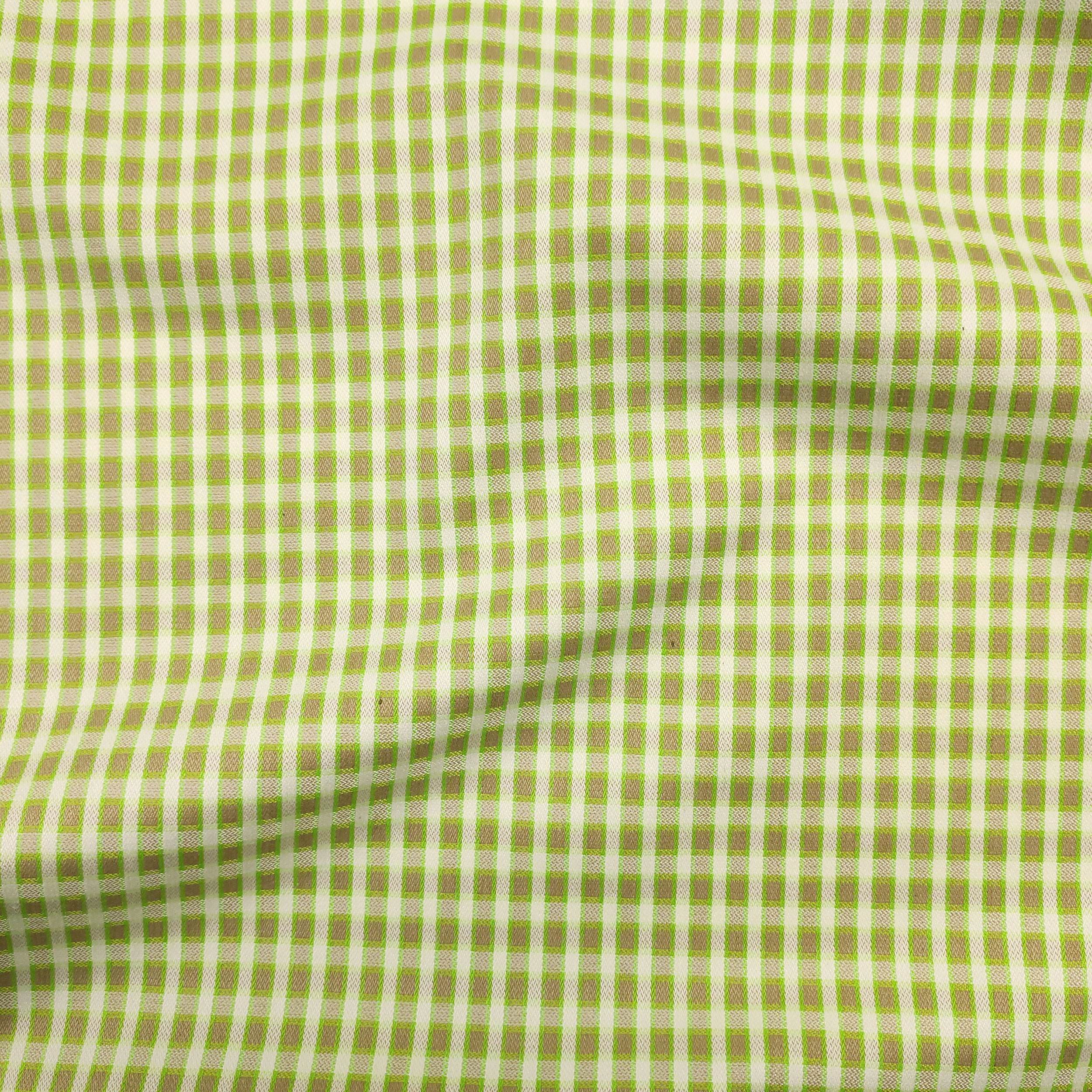 Tessuto Elasticizzato Quadretto Verde Prato