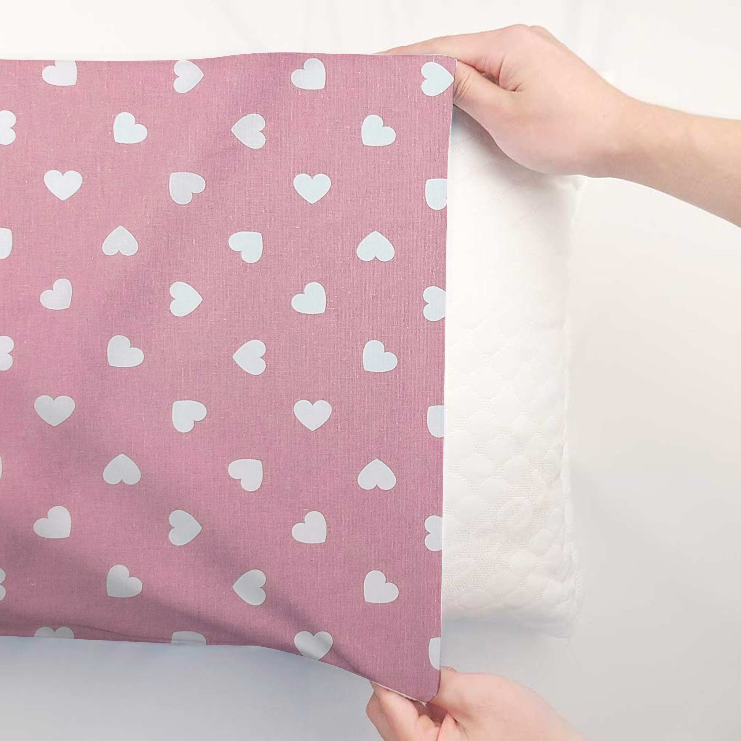 Federa Cuori Bianchi con Sfondo Rosa Antico