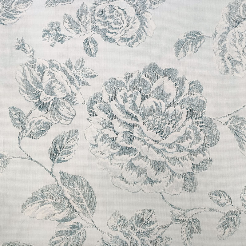 tessuto cotone rose disegnate azzurre