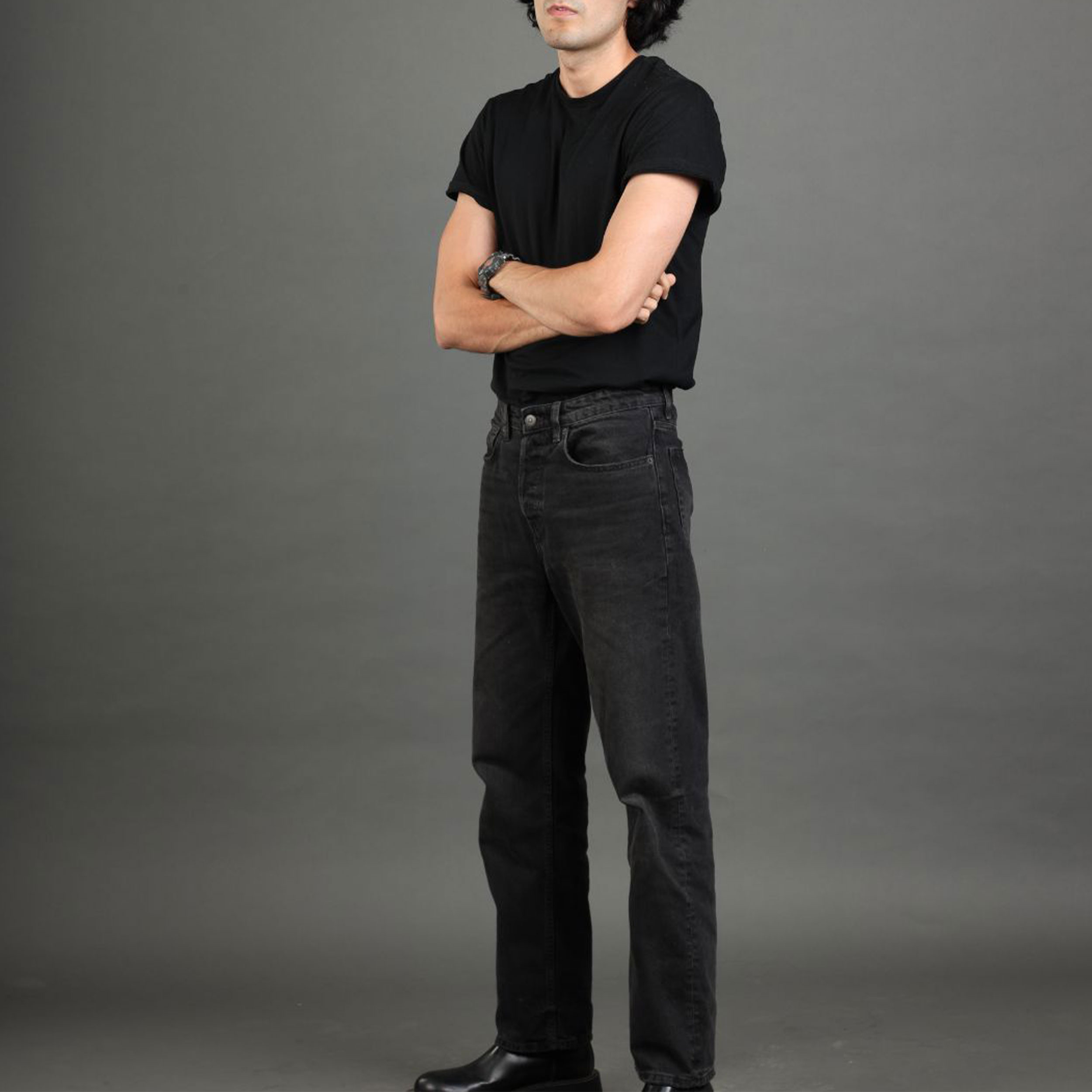 Jeans Cotone Tinto in Nero