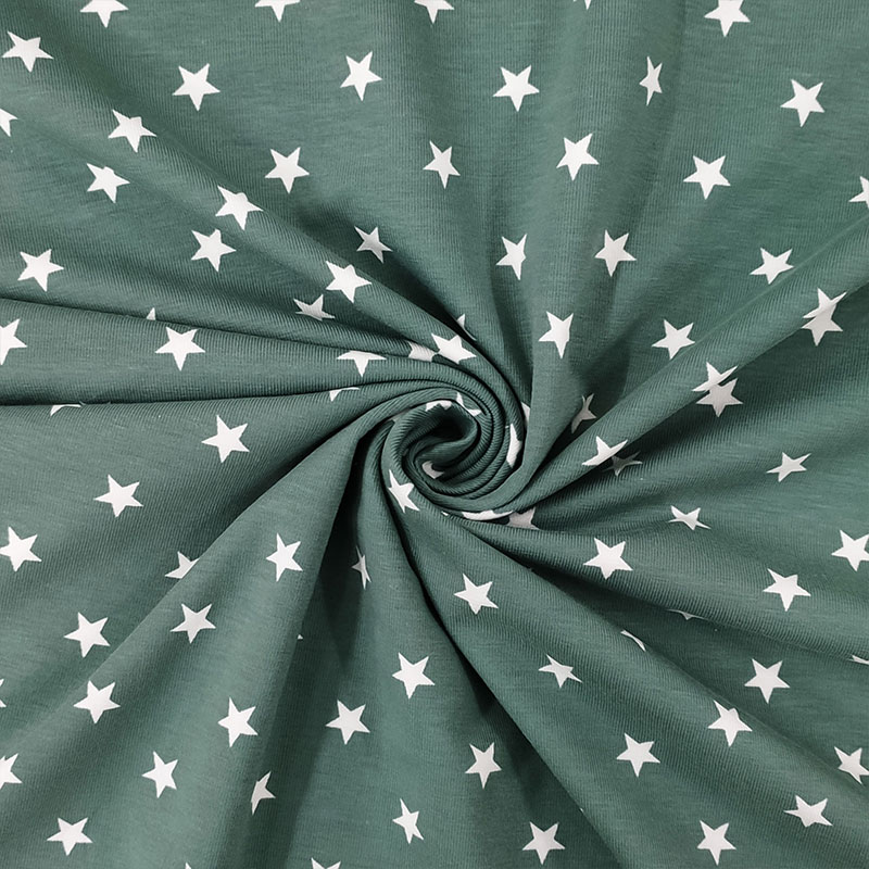 Tessuto Jersey Stelline Verde