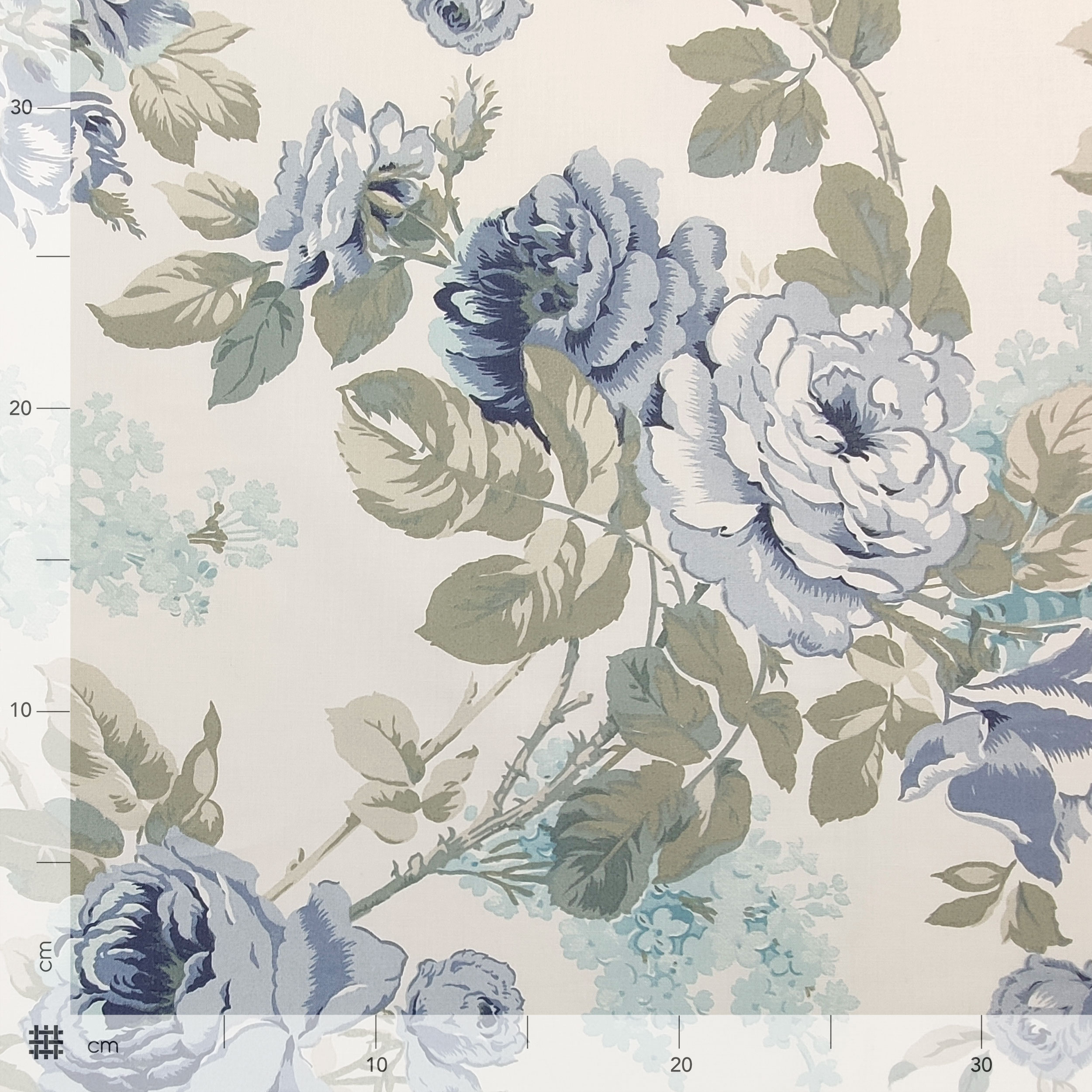 Tessuto Cotone Rose Blu