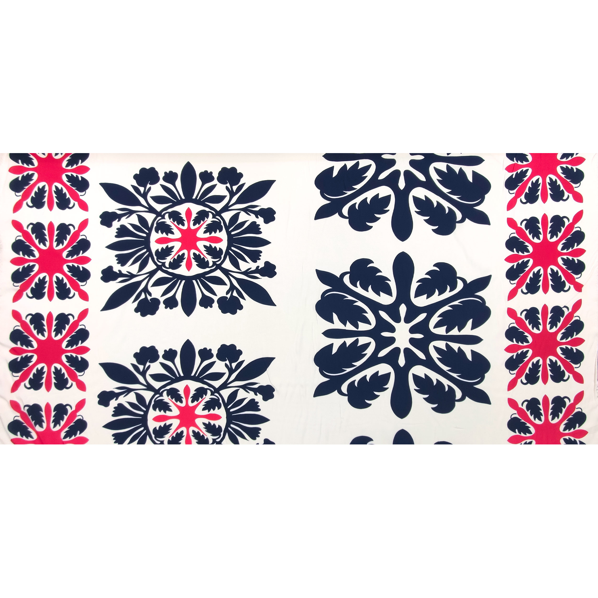 Tessuto Cotone Fantasia Arabesc Blu e Rosso