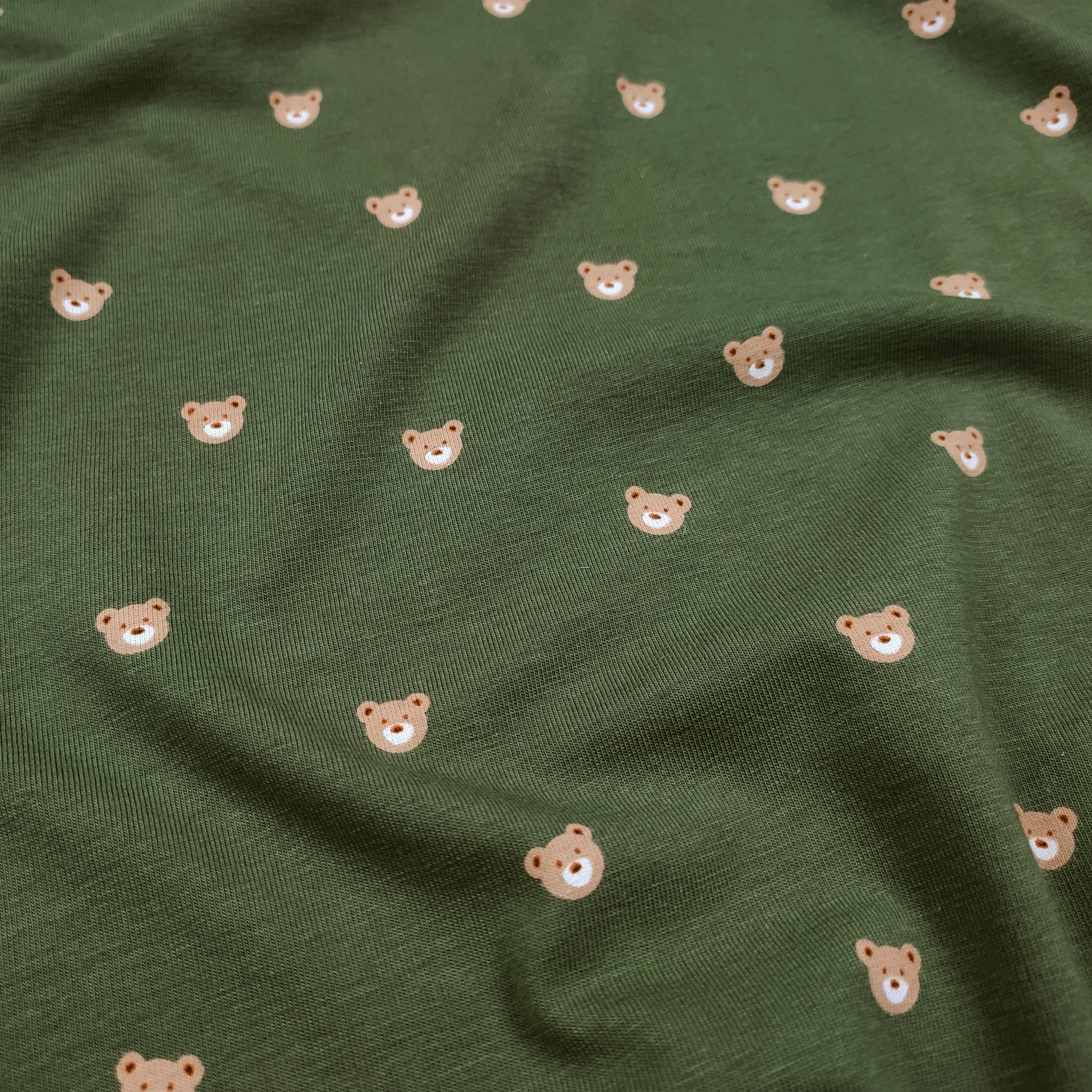 Maglina Cotone Orsetti Sfondo Verde Militare