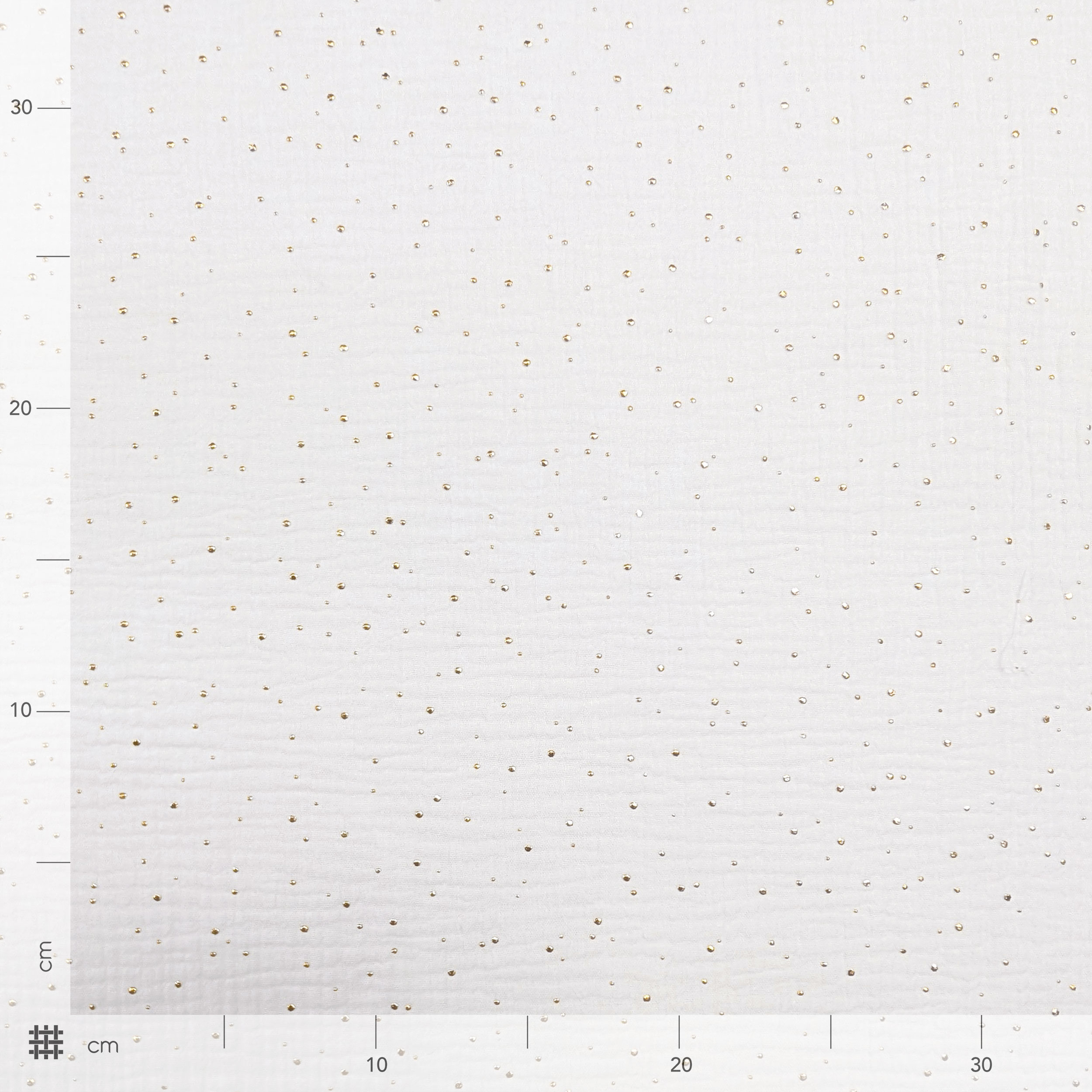 Mussola Cotone Bianco con Pois Oro Image
