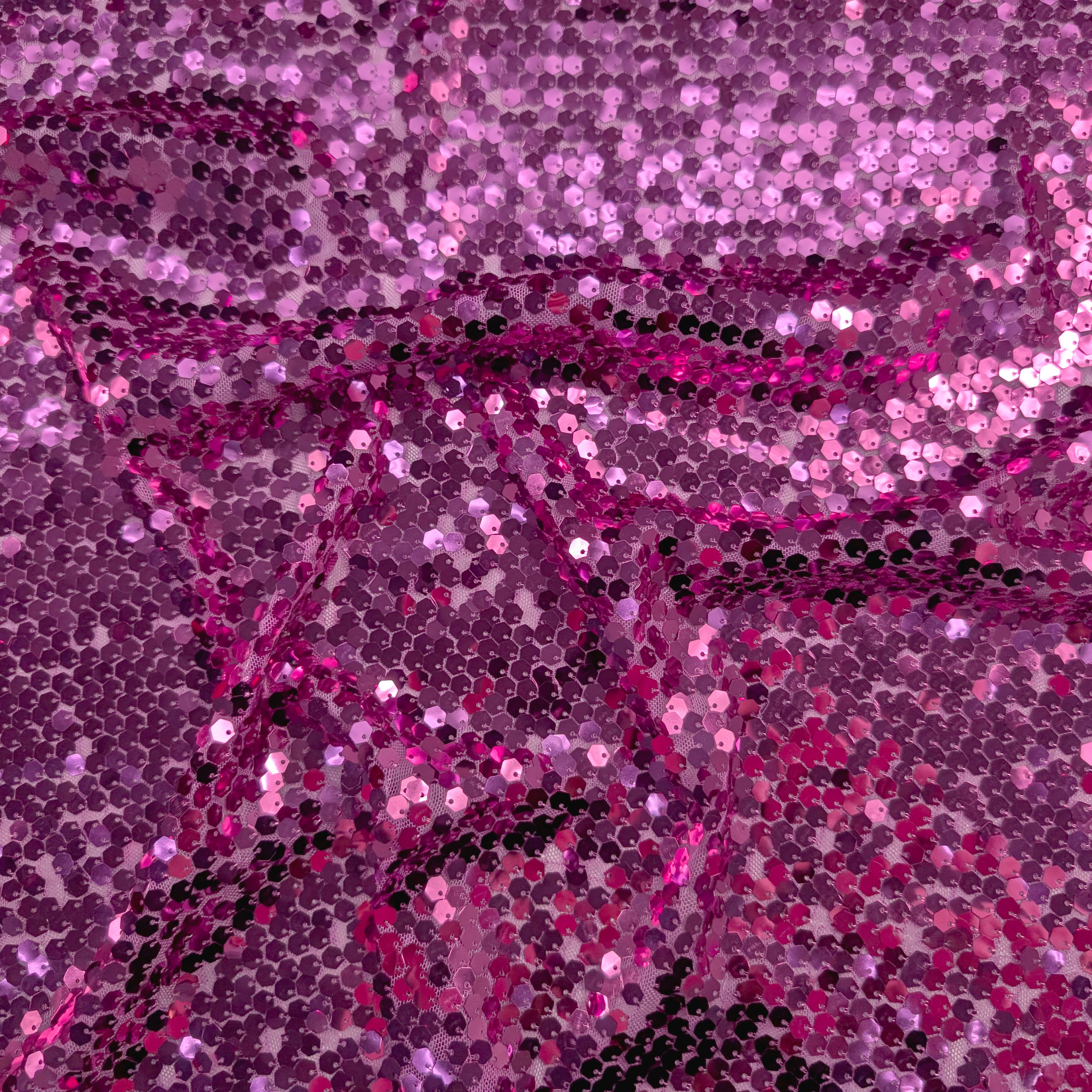 Tessuto Paillettes Esagono Fuxia Image