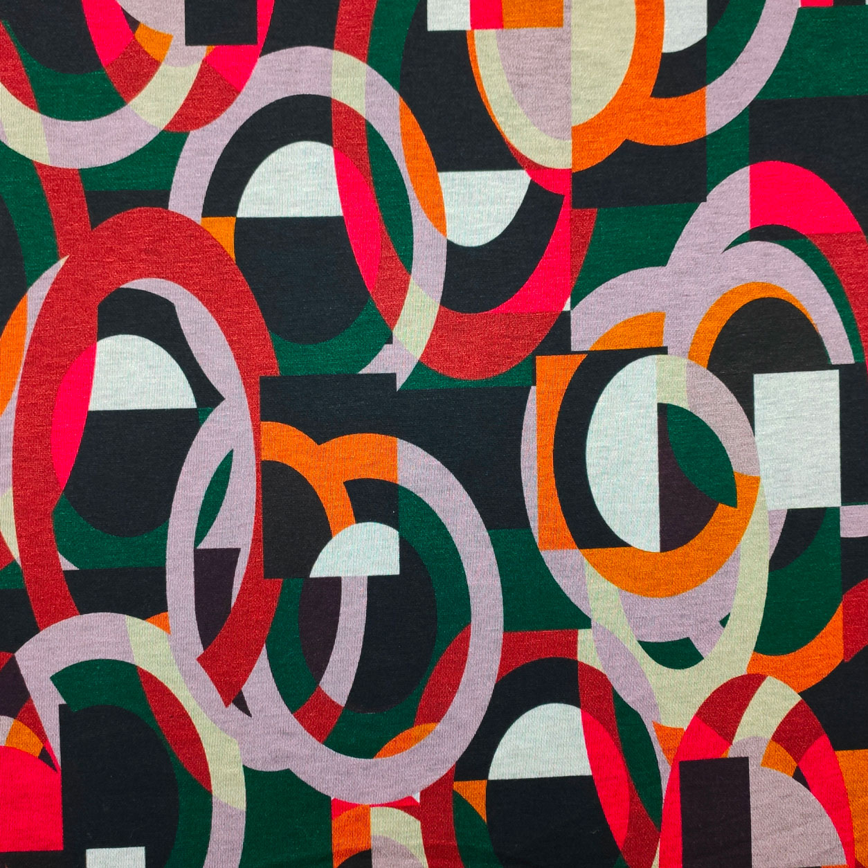 Ritaglio Maglina Punto Milano Geometria Verde Bordeaux 80x150 cm