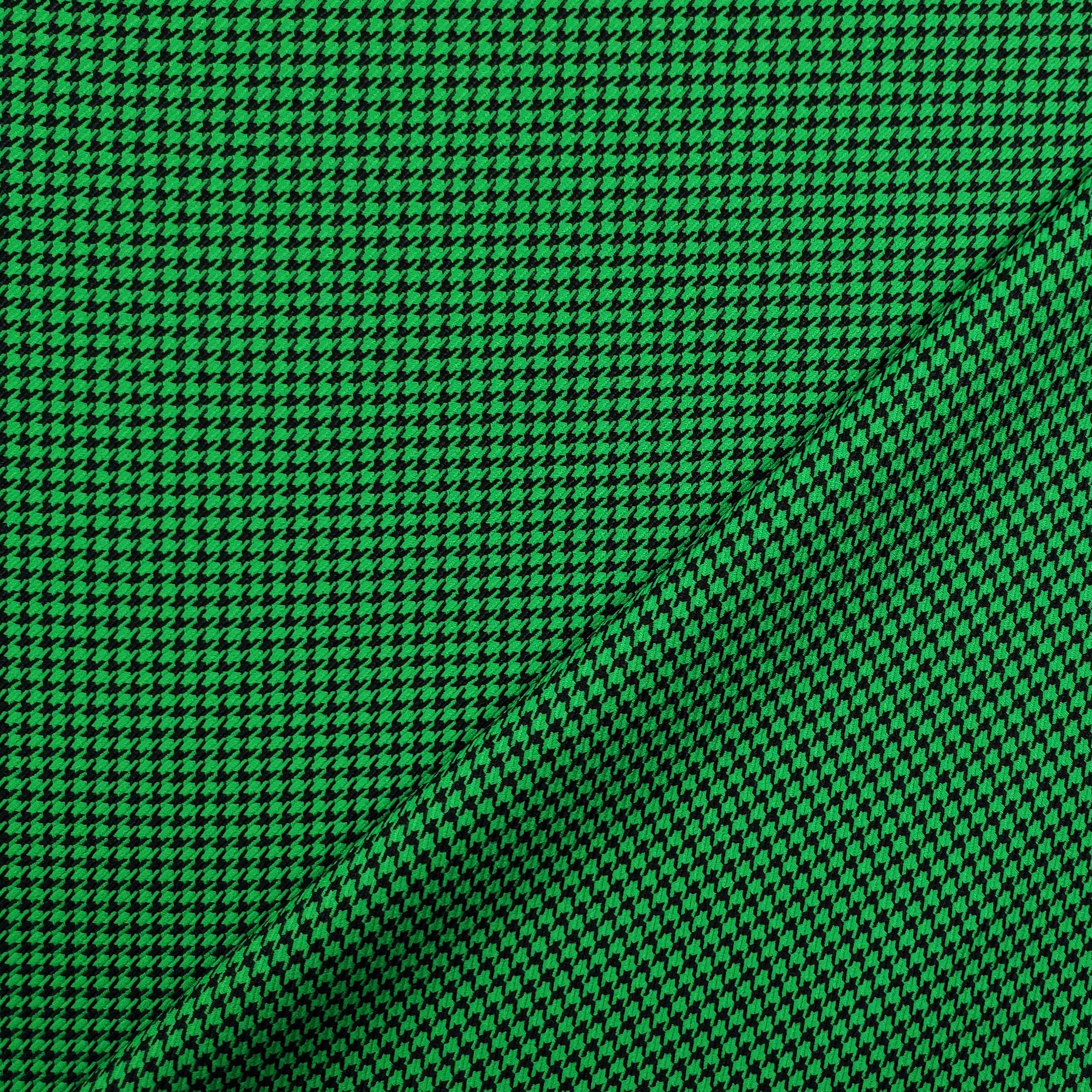Tessuto Pied de Poule Nero Sfondo Verde