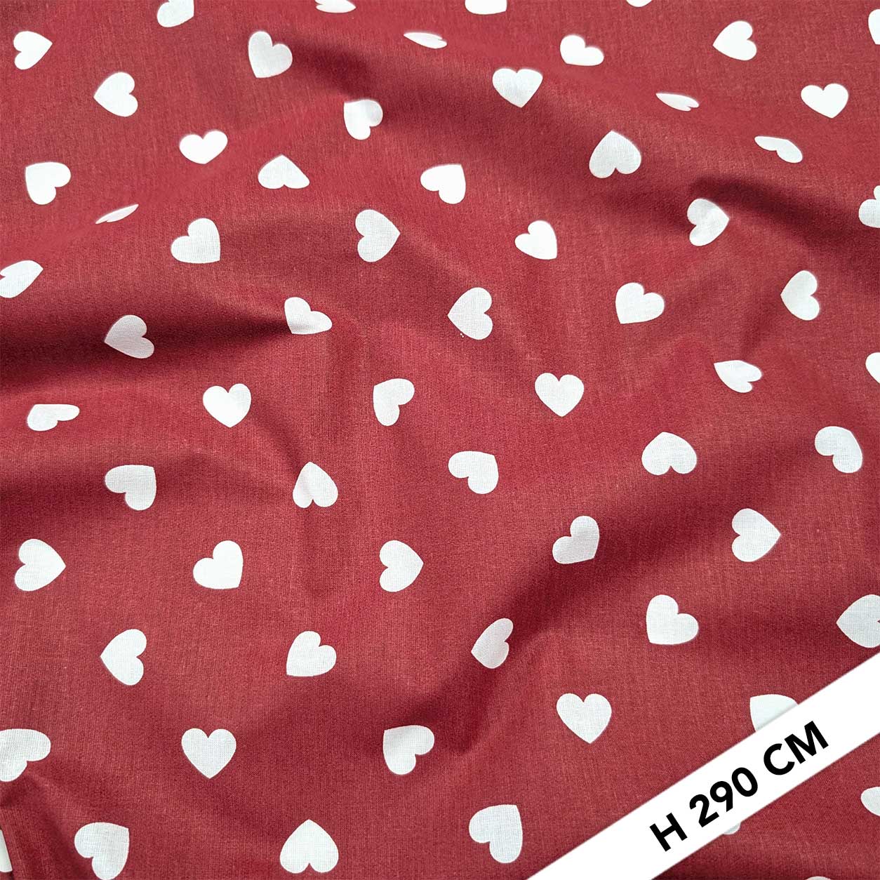 Lenzuolo Cotone Cuori Bianchi con Sfondo Rosso Image