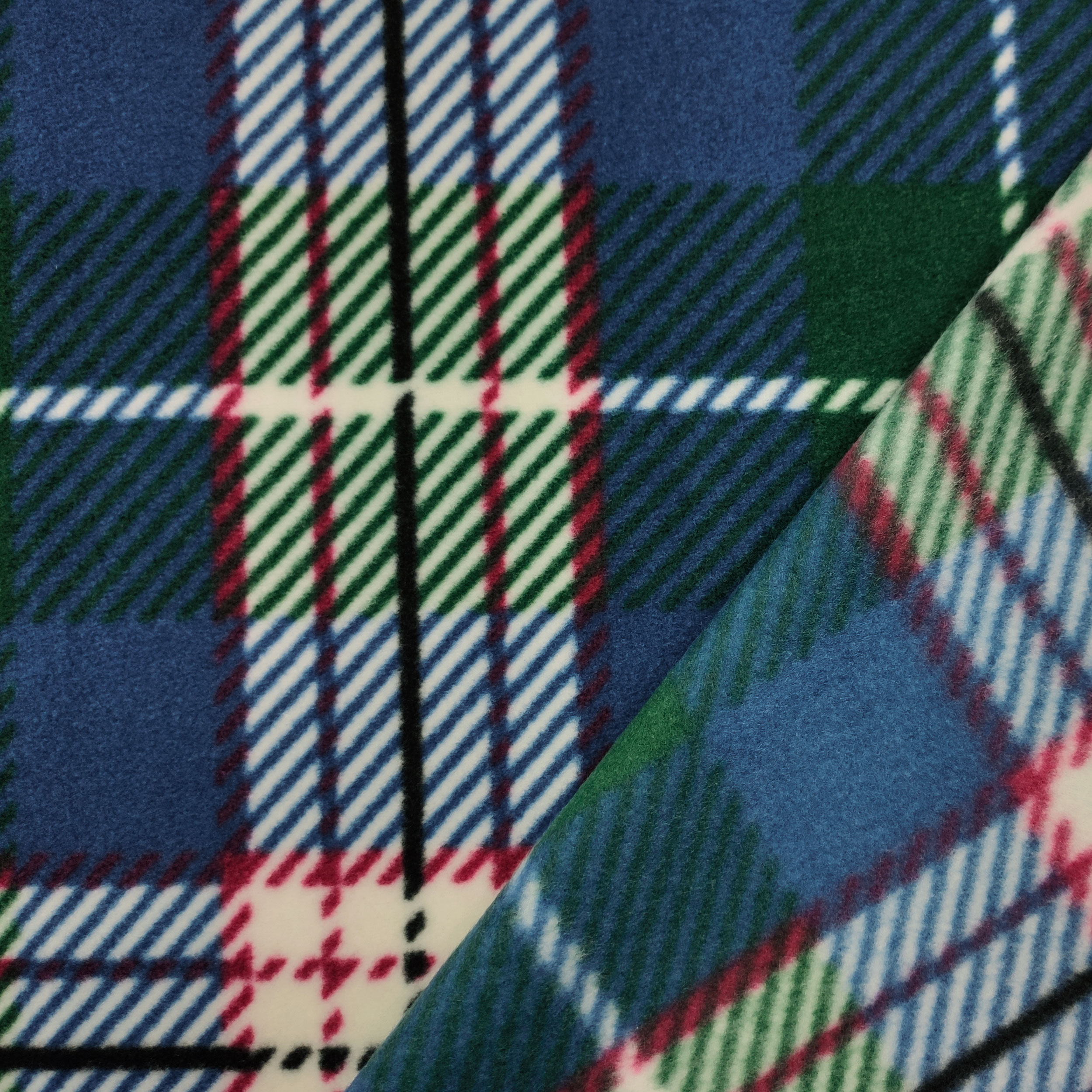 tessuto pile tartan toni blu verde