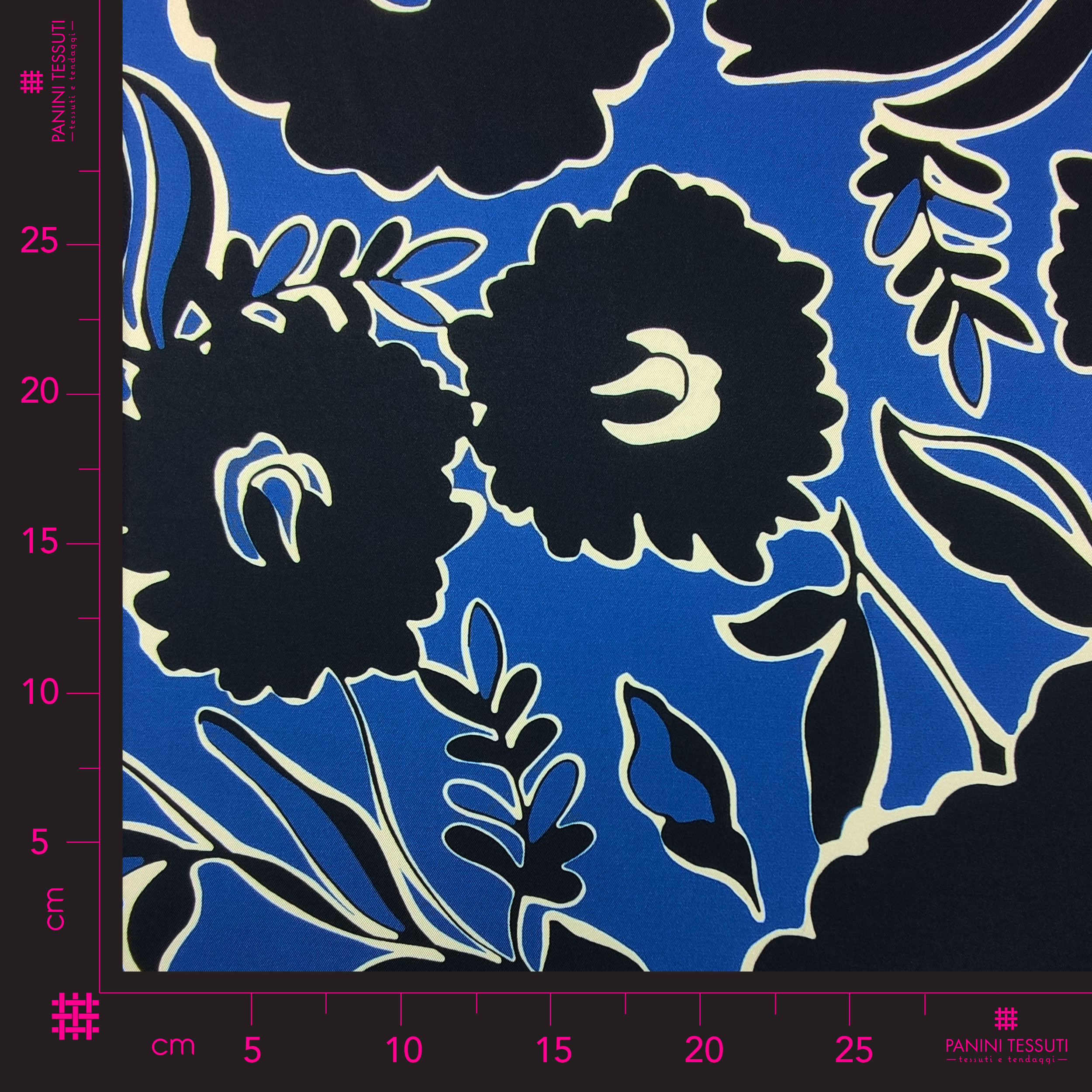 tessuto in seta sfondo blu fiori grandi