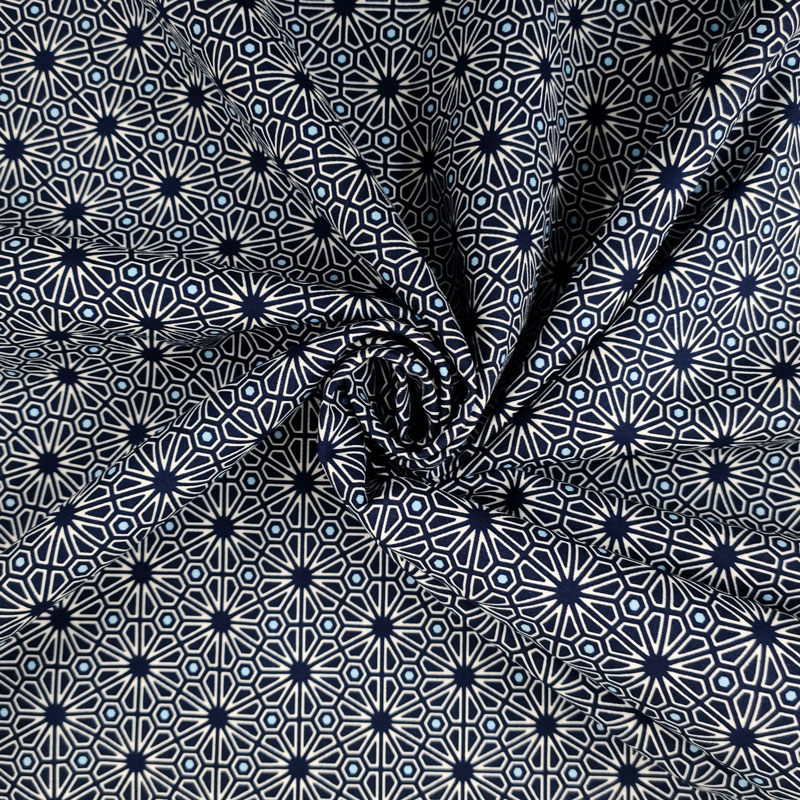 tessuti-di-cotone-fiori-geometrici-blu
