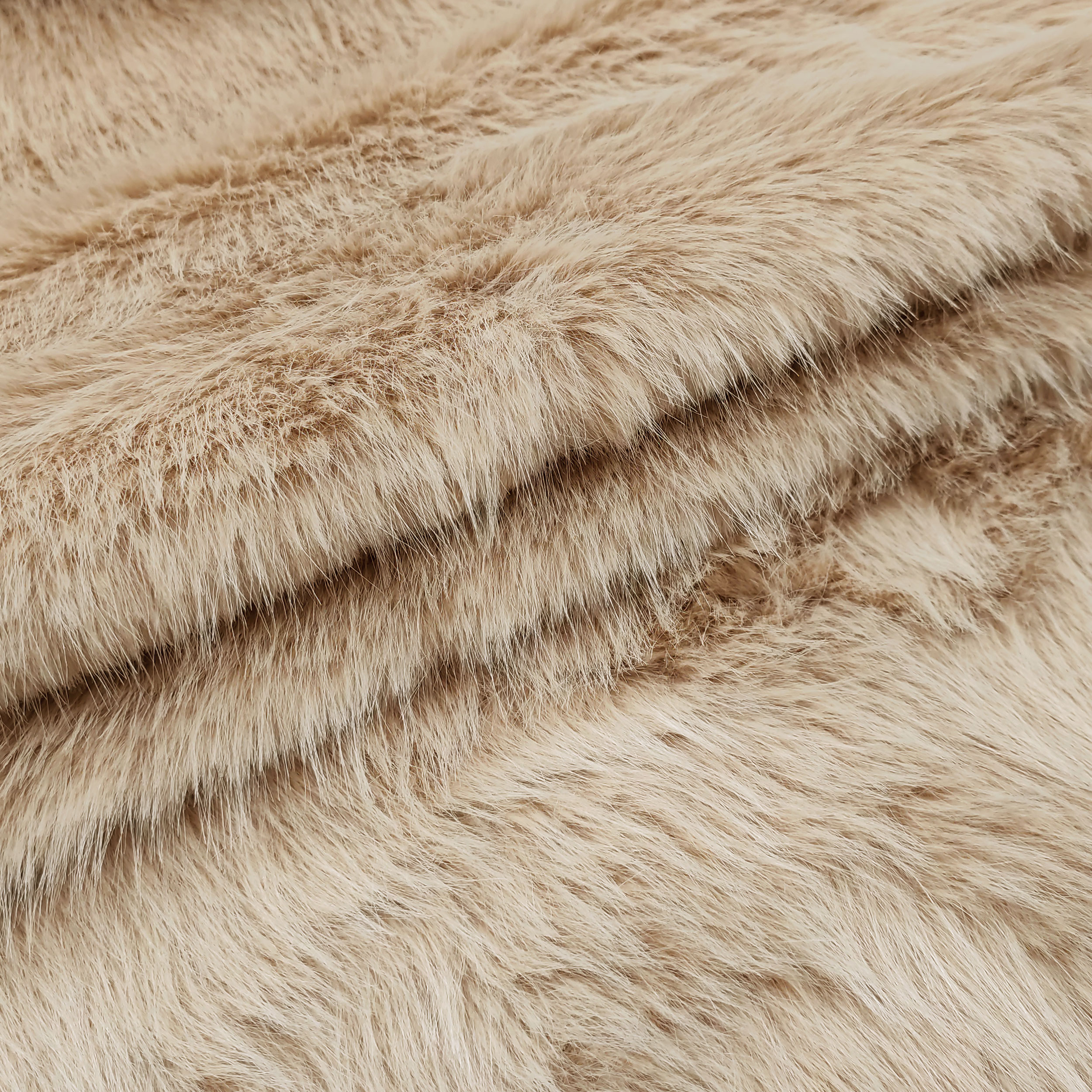 Ritaglio Pelliccia Sintetica Lama Beige 80x150 cm