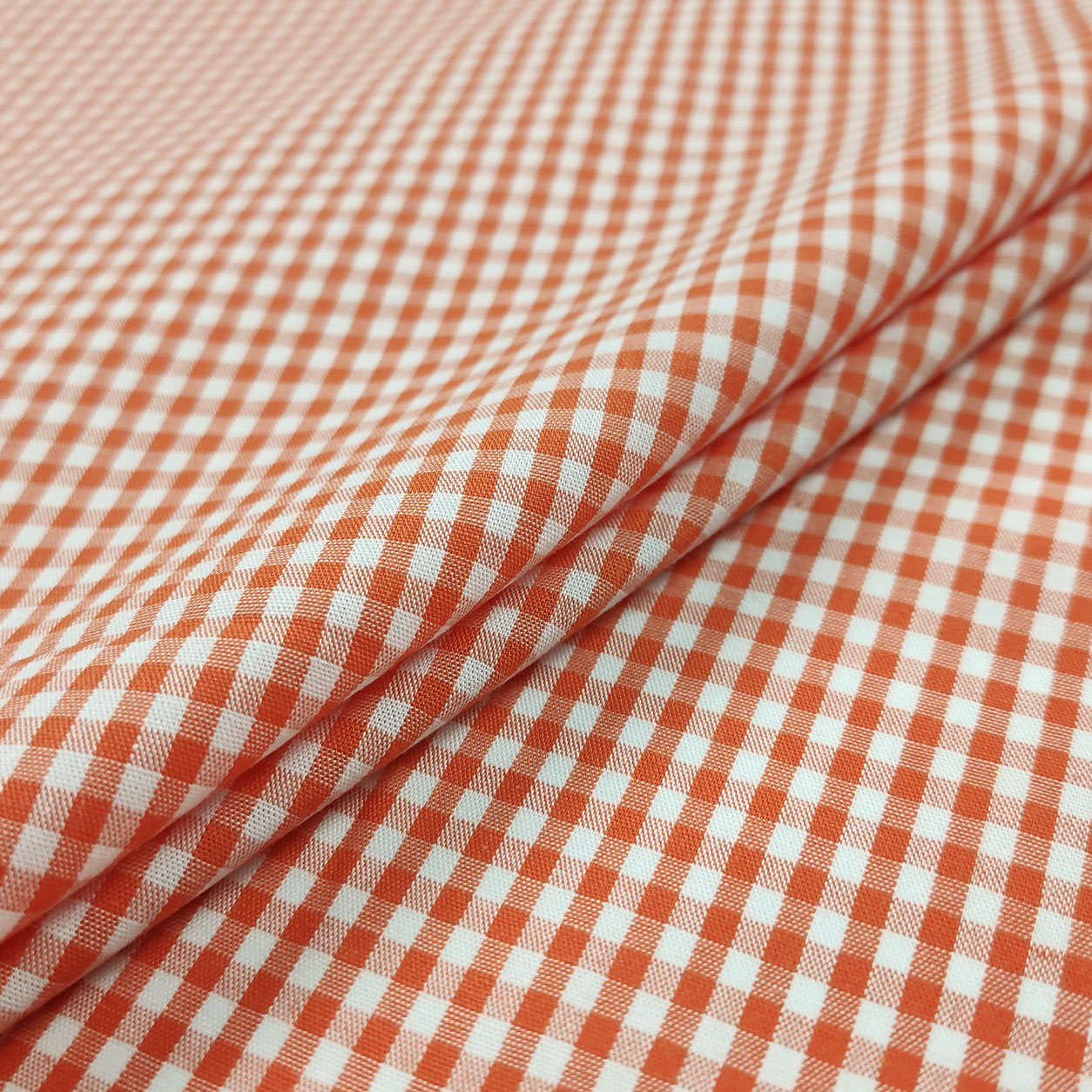 Cotone quadretti medi tinto in filo arancione