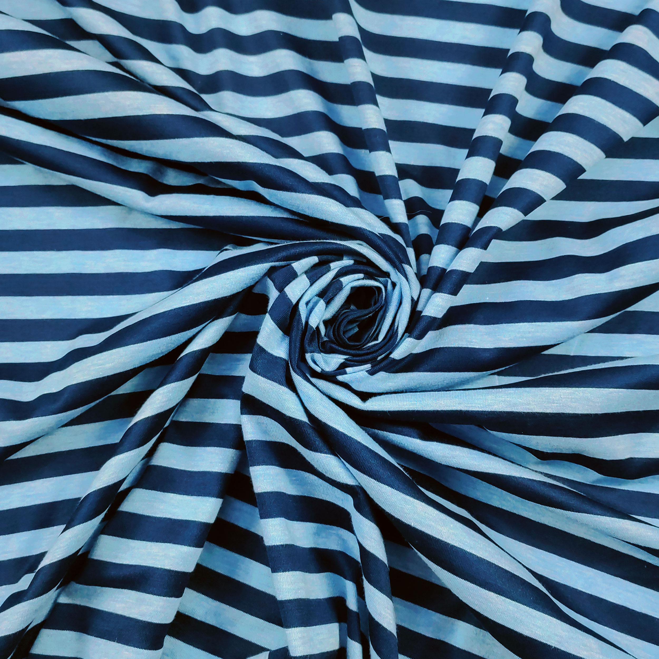 Jersey di Cotone Righe Blu e Azzurre Image