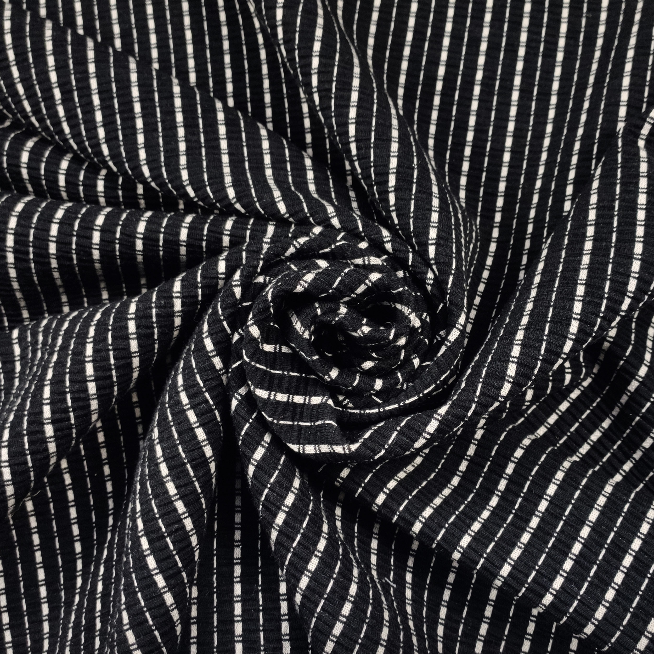 Tessuto Misto Cotone Righe Geometriche Sfondo Nero