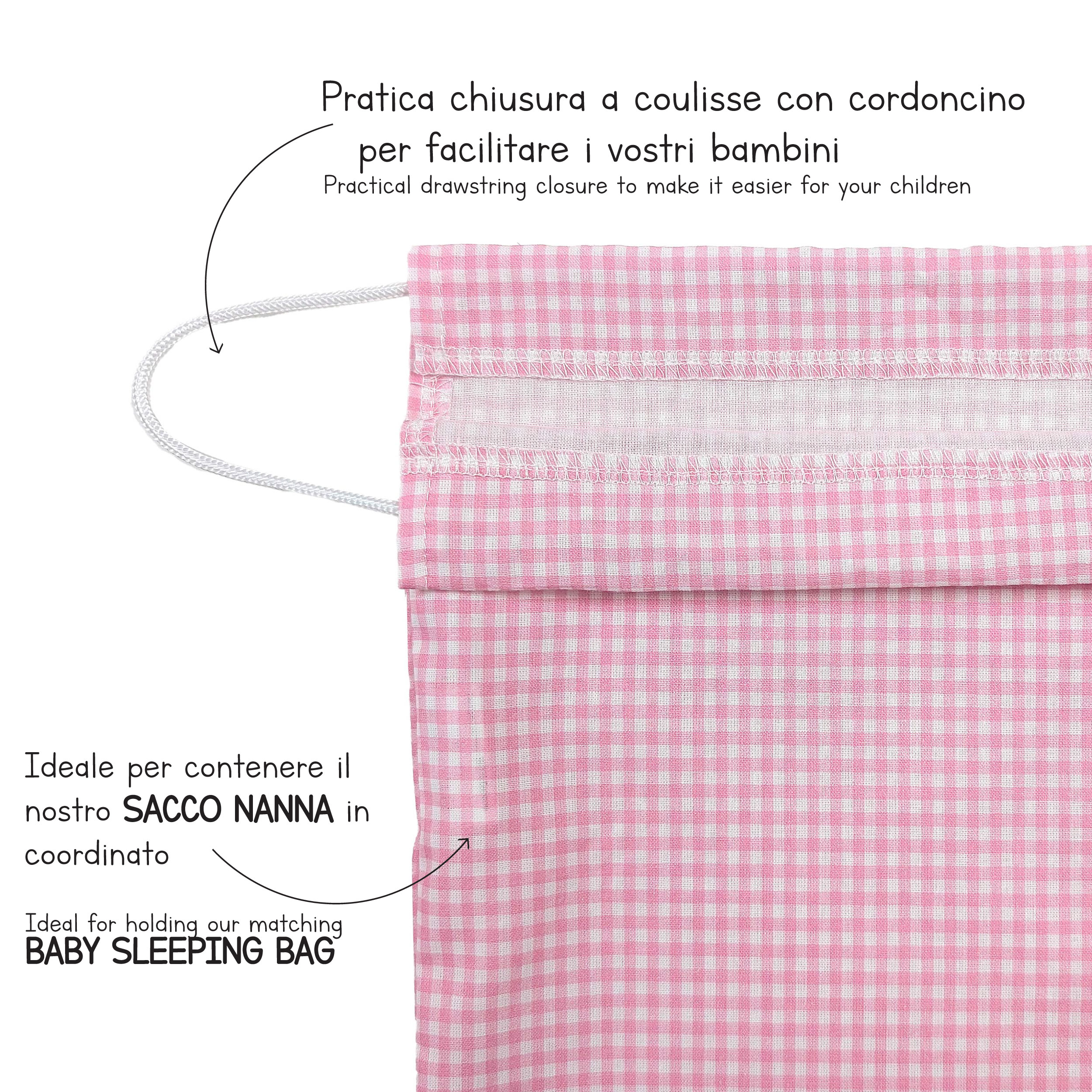 Sacchetto Asilo Quadretti Rosa Image