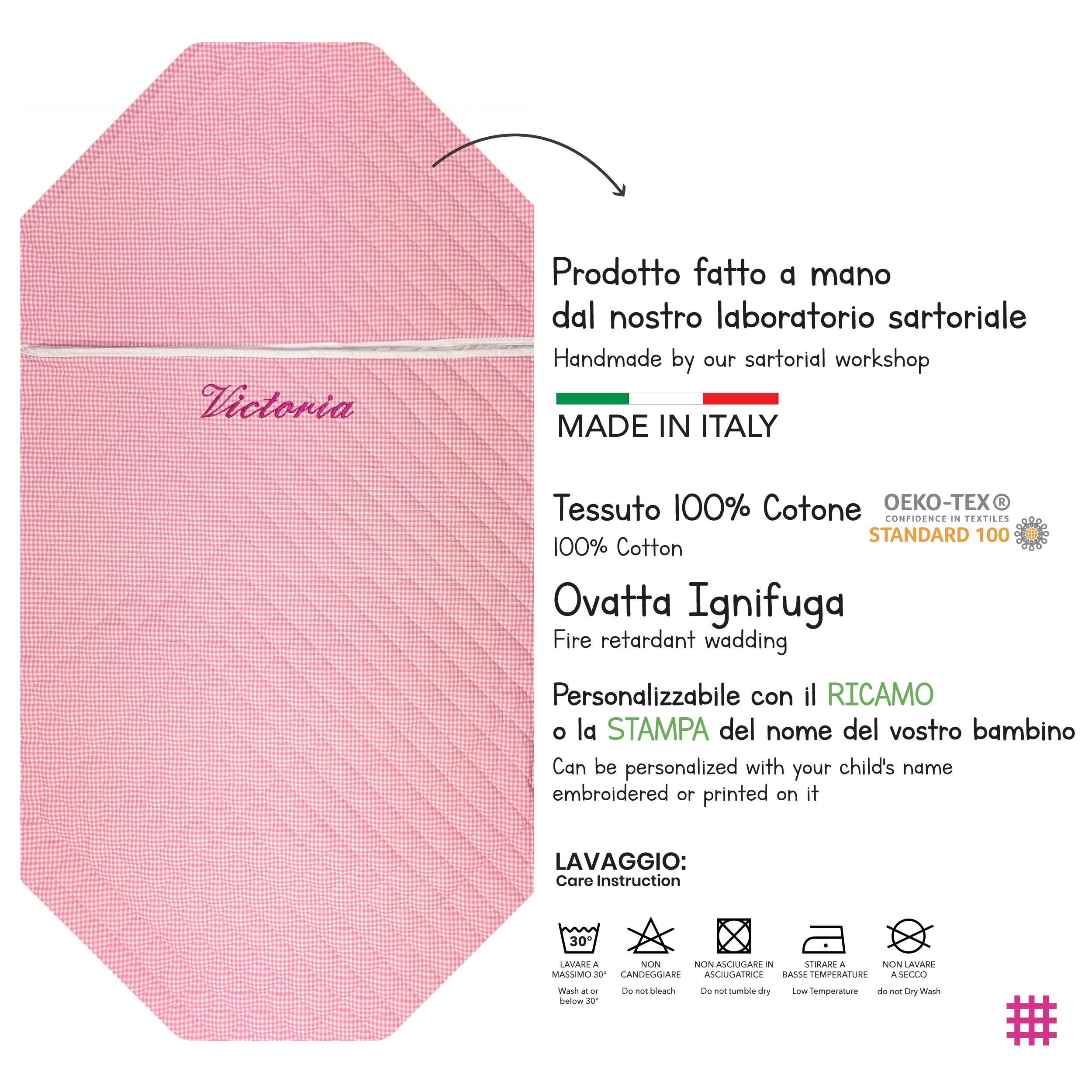 Sacco Nanna Sagomato per Brandine Quadretti Rosa Image