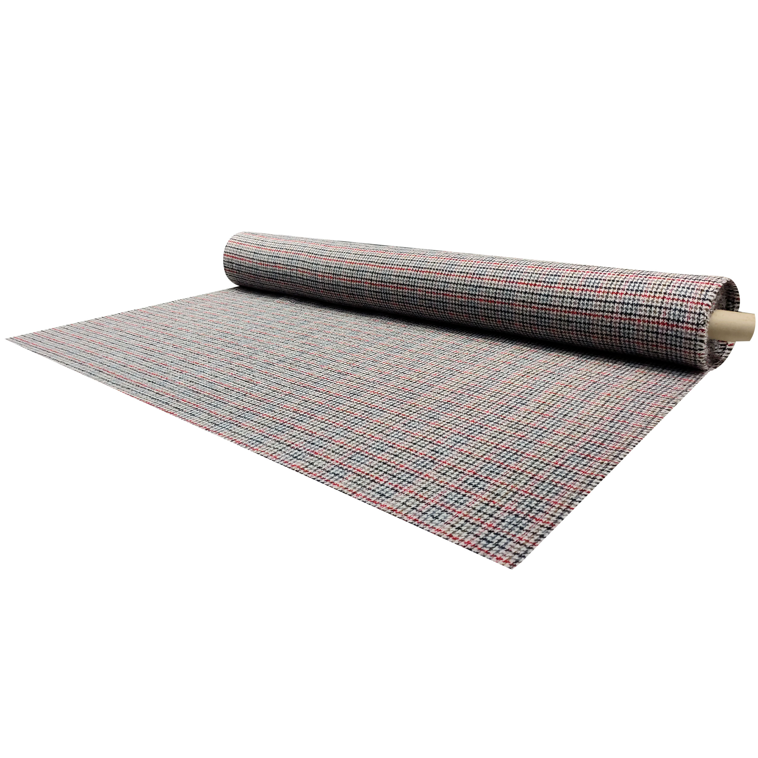 Tweed Misto Cotone Pied de Poule Rosso e Beige