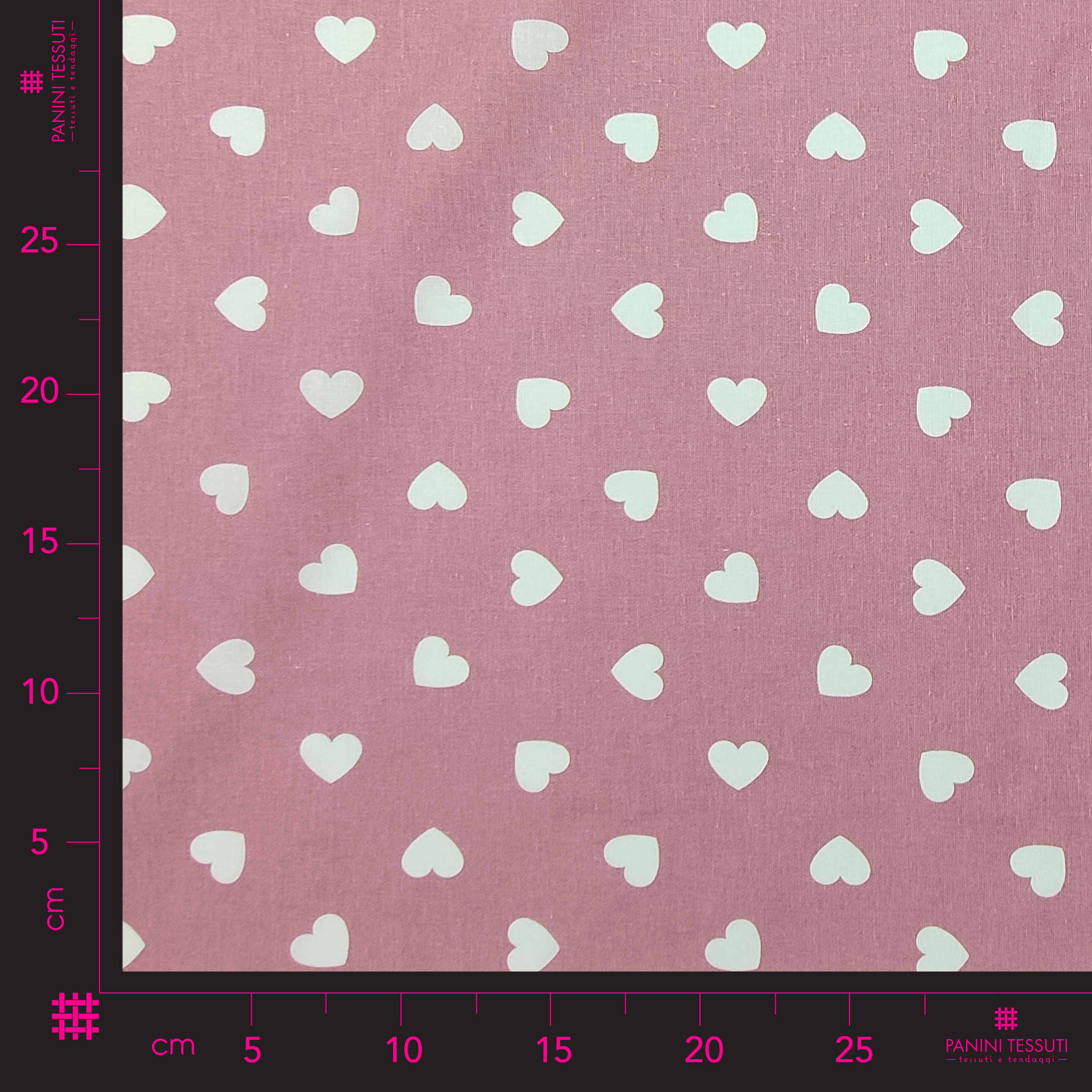 Cotone Cuori Bianchi con Sfondo Rosa Antico Image