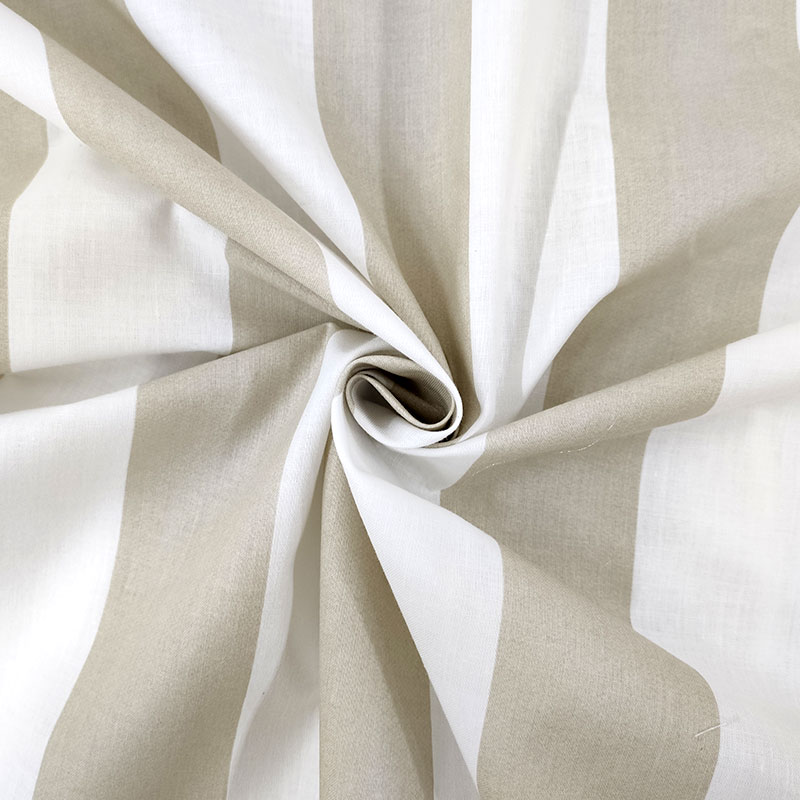 Tessuto di Cotone Righe Larghe Beige