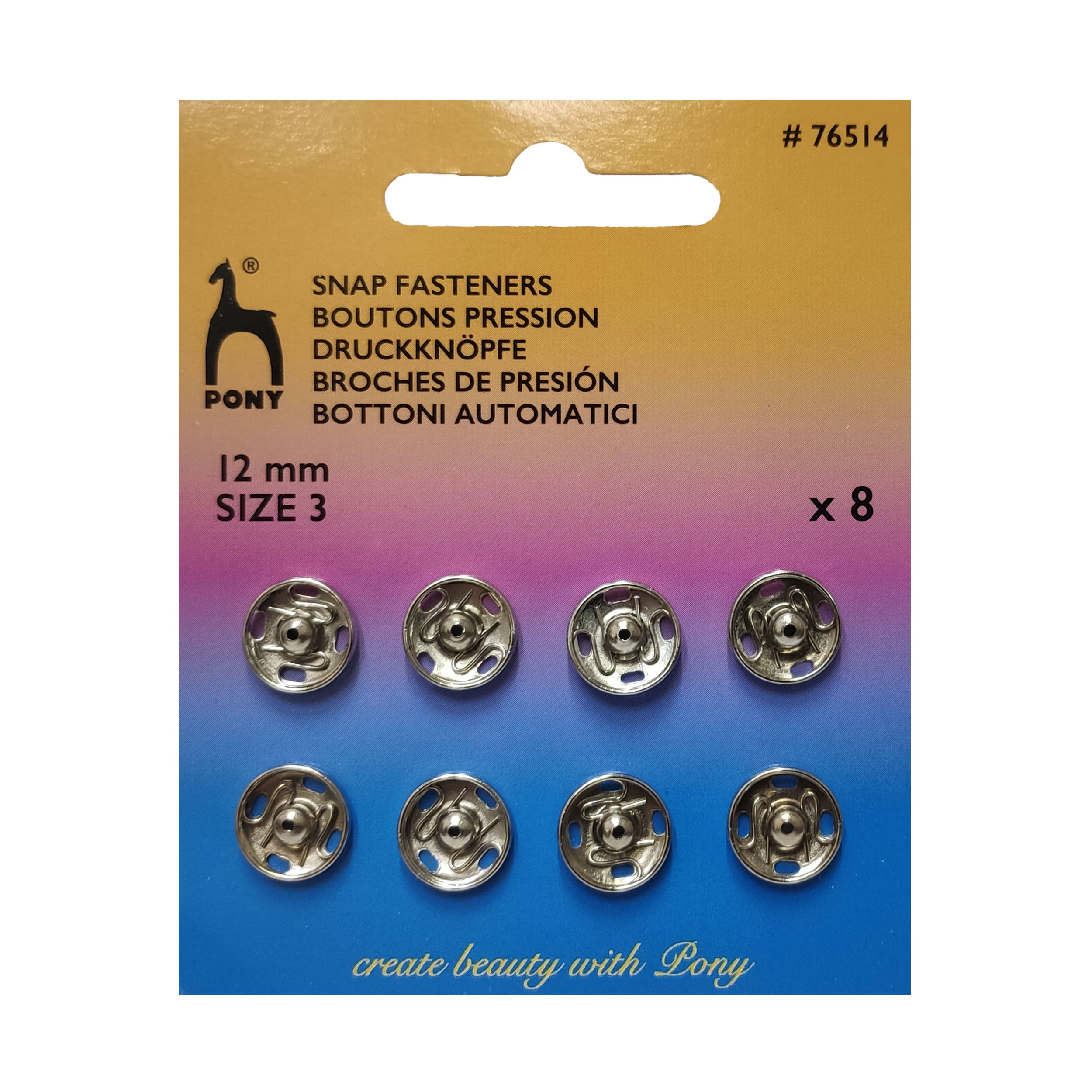 Bottoni Automatici Pony Argento 12 mm
