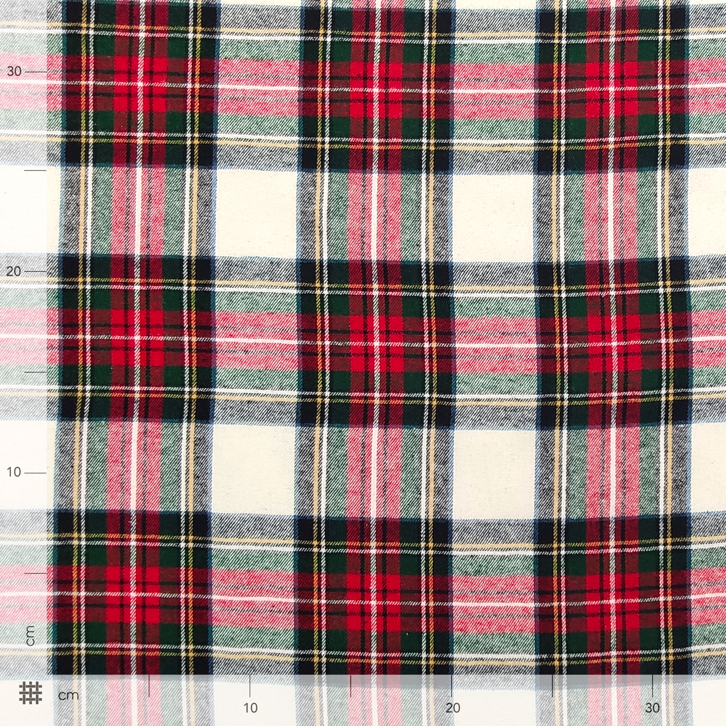 Tessuto Flanella Tartan Rosso Bianco Verde