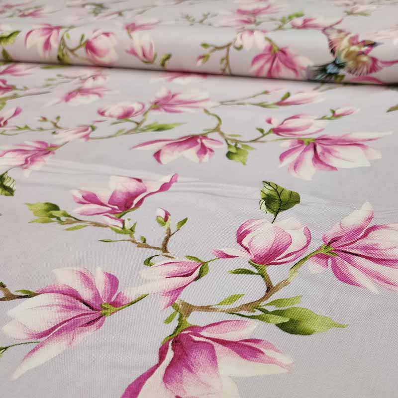 cotone-gutermann-al-metro-fiori-colibrì-rosa-antico