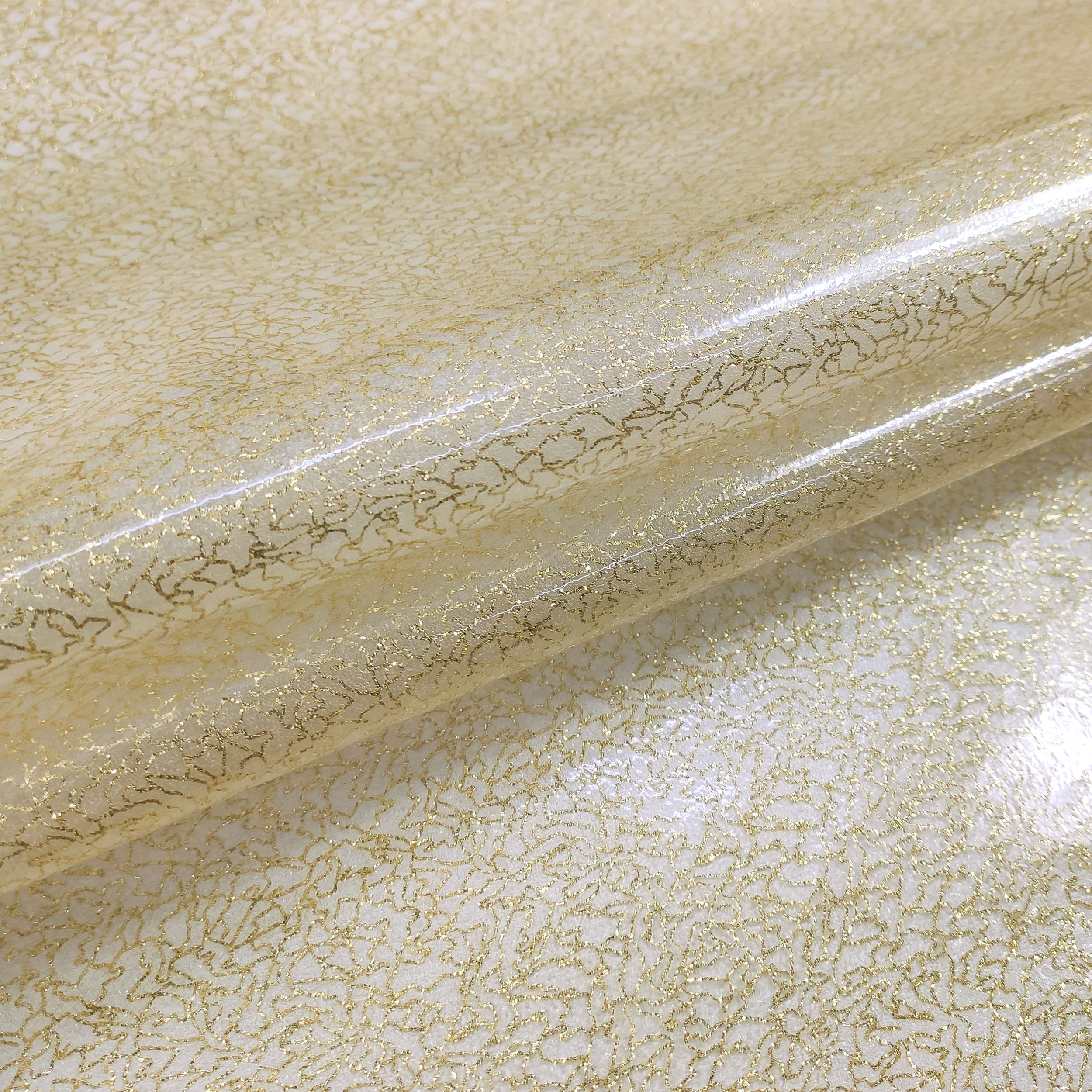 Tessuto Tovaglia Plastificata Fantasia Glitter Oro