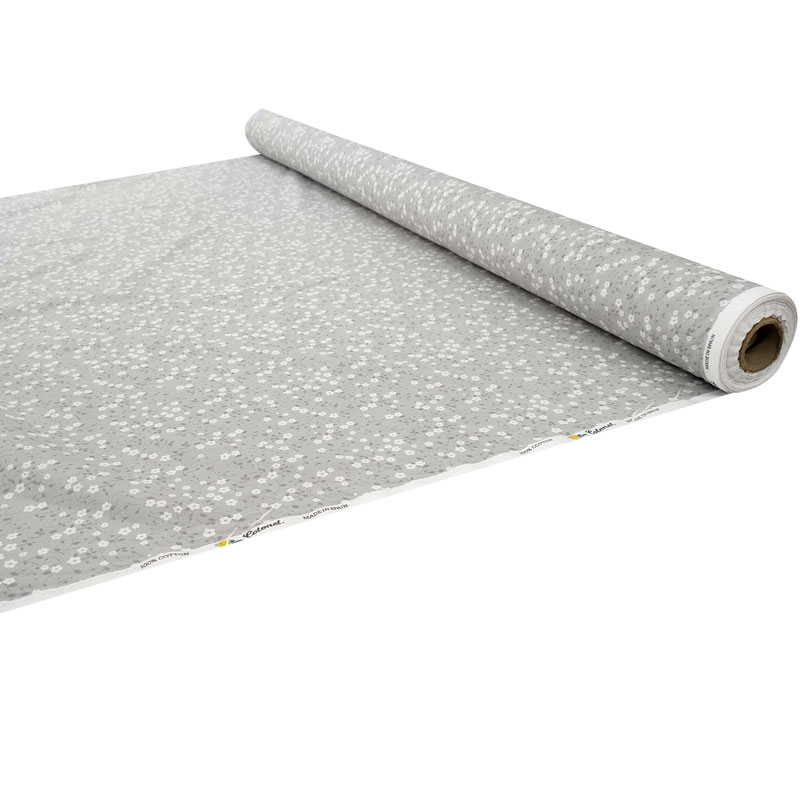 Tessuto cotone grigio fiori