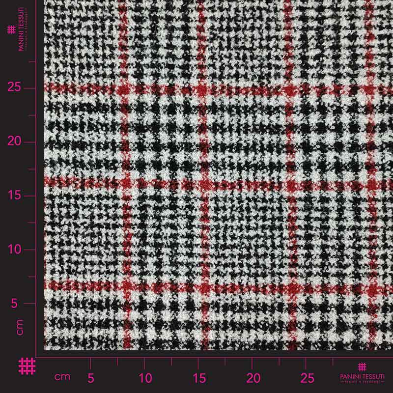 Tessuto per Cappotti Tartan Grigio e Rosso