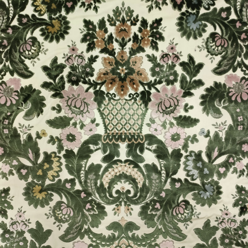 Tessuto vintage fiori arabesc verde