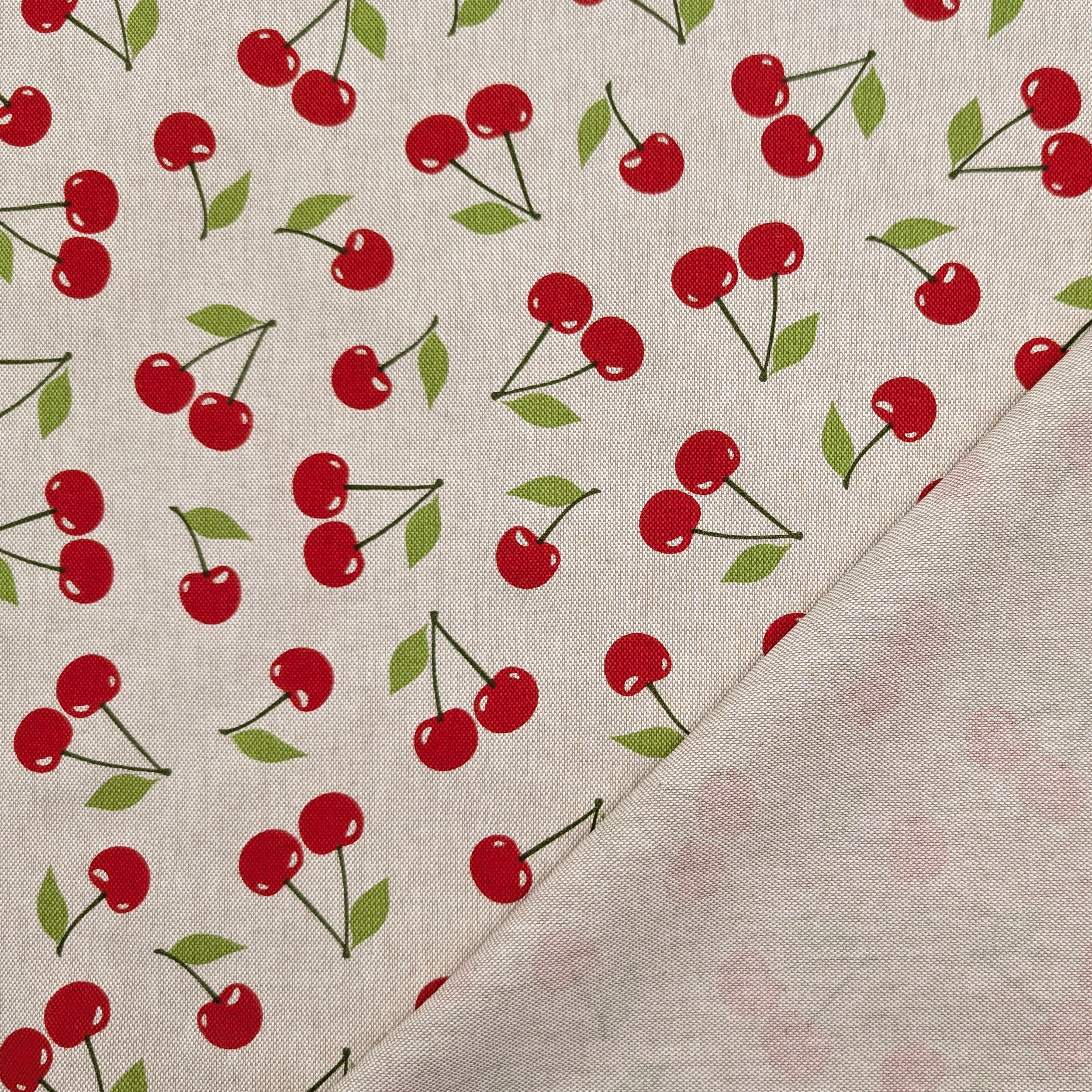 Tessuto Misto Cotone Ciliegie Rosse Image