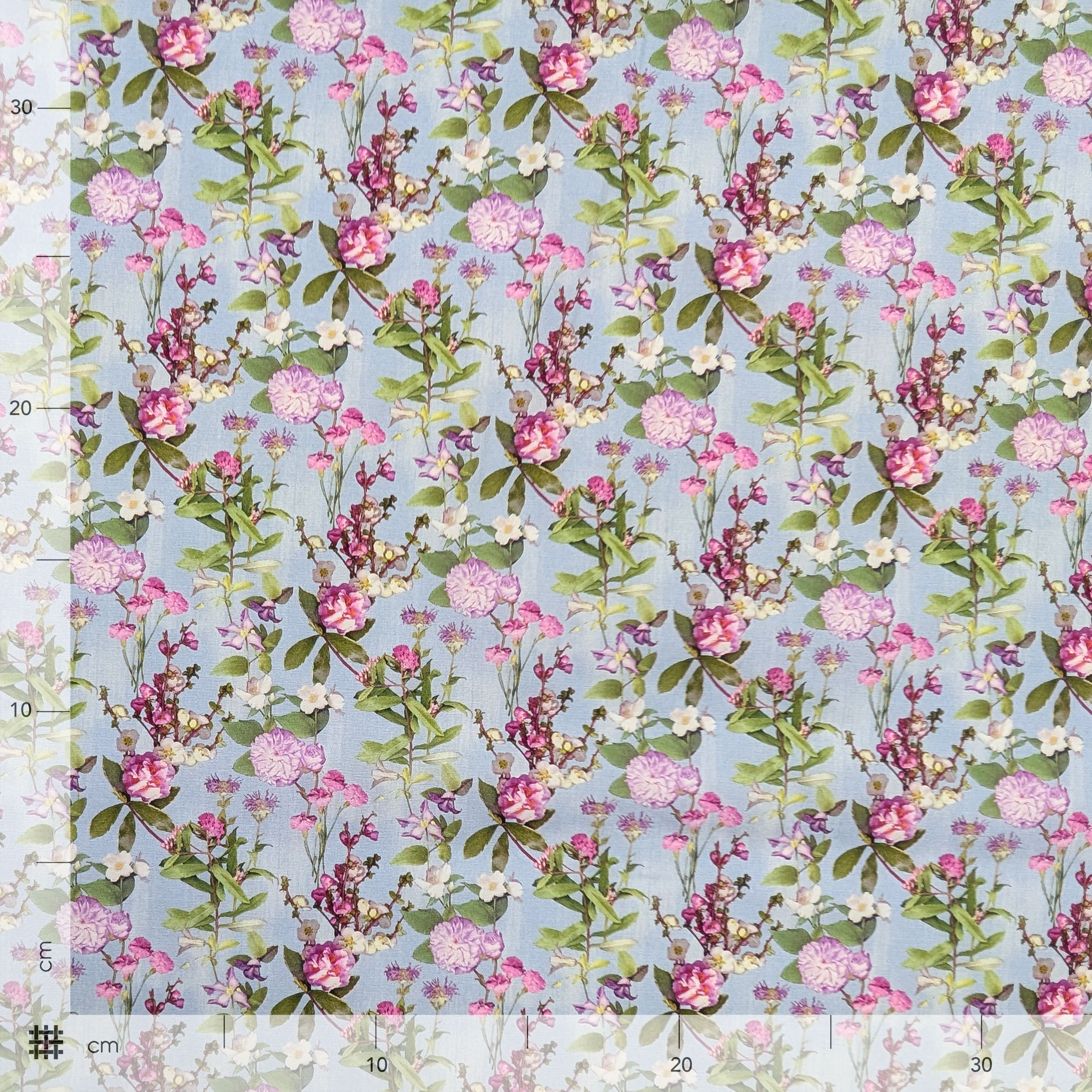 Popeline Cotone Floreale Fiori Fuxia e Lilla Image