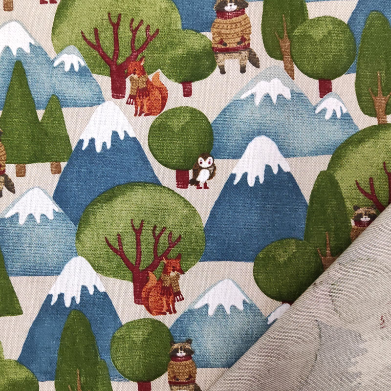 Tessuto-Misto-Cotone-Animali-nella-Foresta