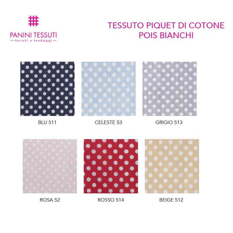 Tabella Colore    Tessuto Piquet di Cotone Pois Bianchi