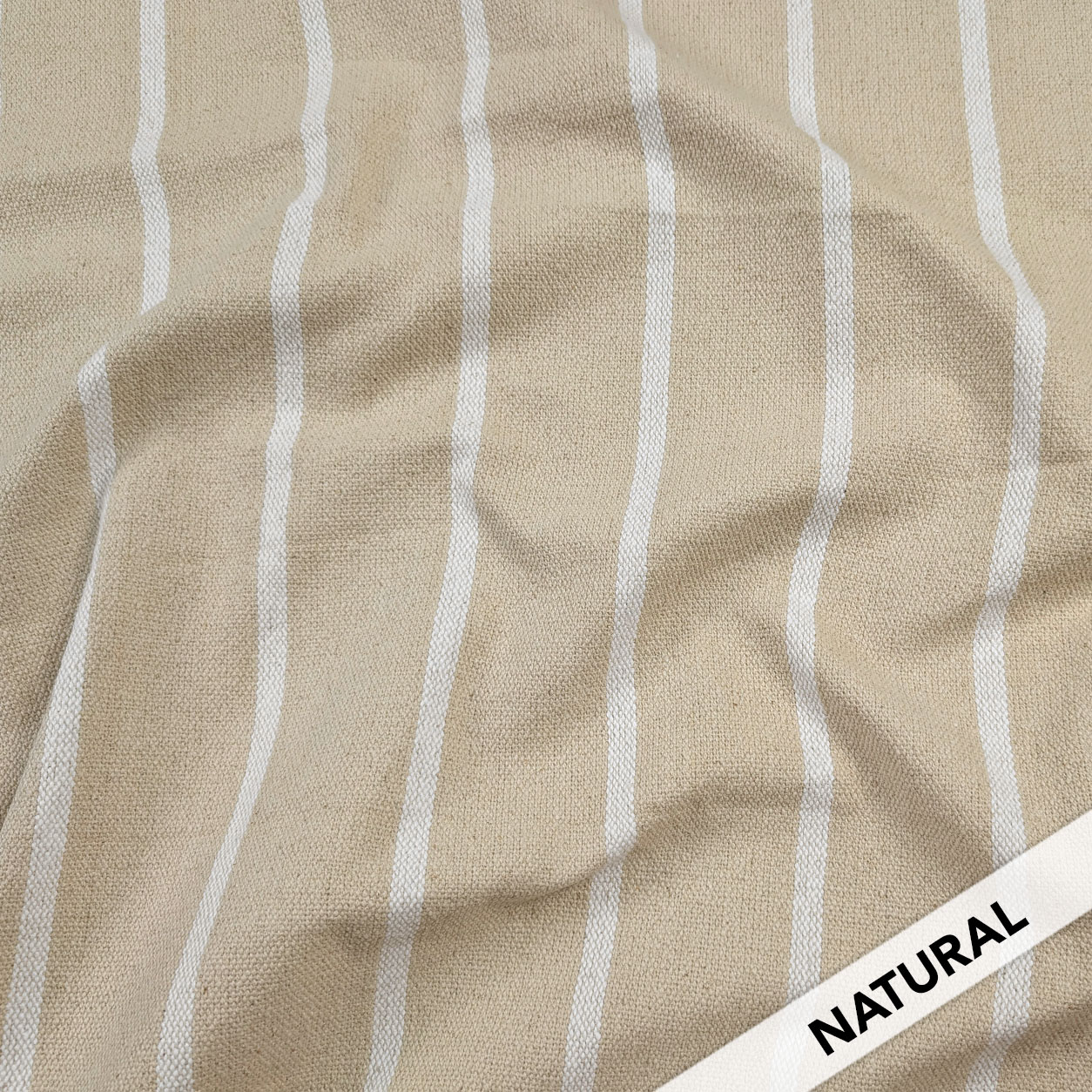 Cotone Lino Natural Righe Bianche Arredo Image