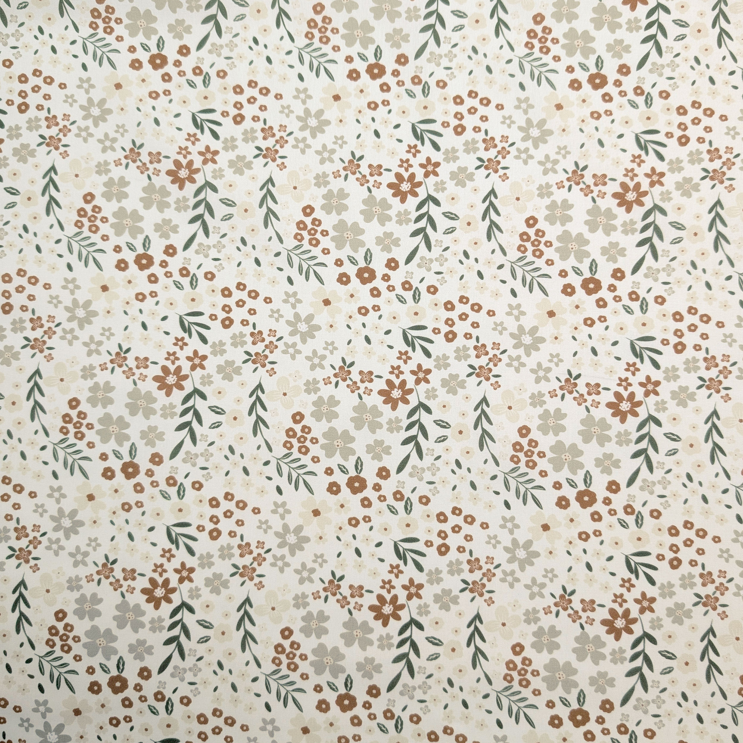 Popeline Cotone Fiorellini Beige e Panna Image